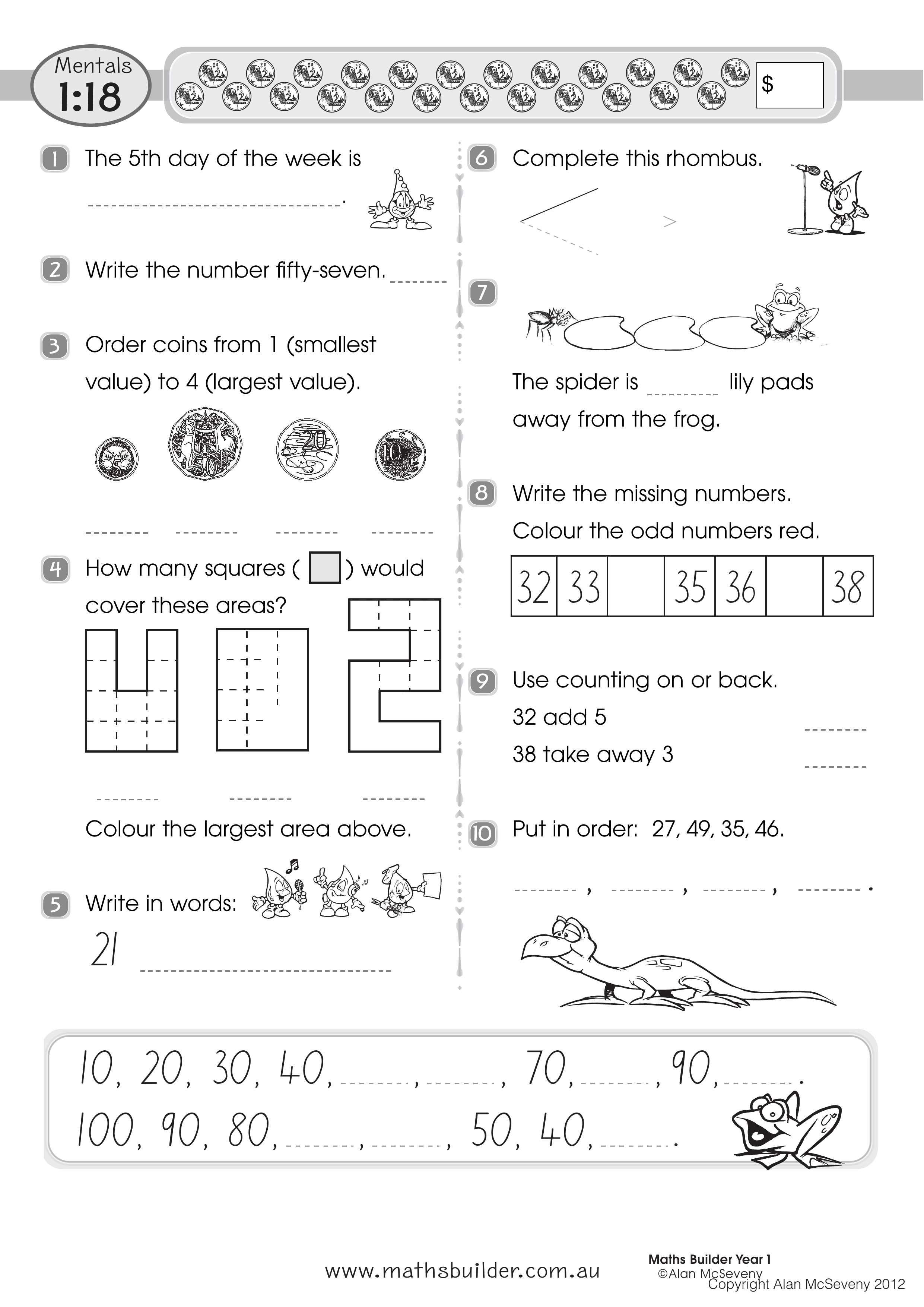 Mentals 1:18 — worksheet preview