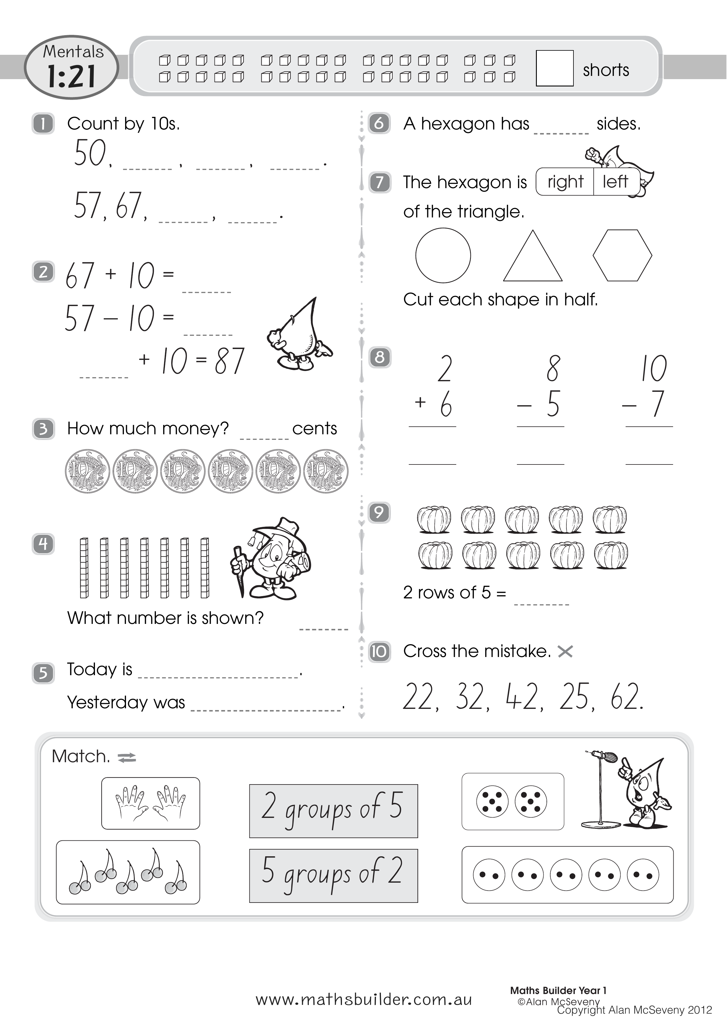 Mentals 1:21 — worksheet preview