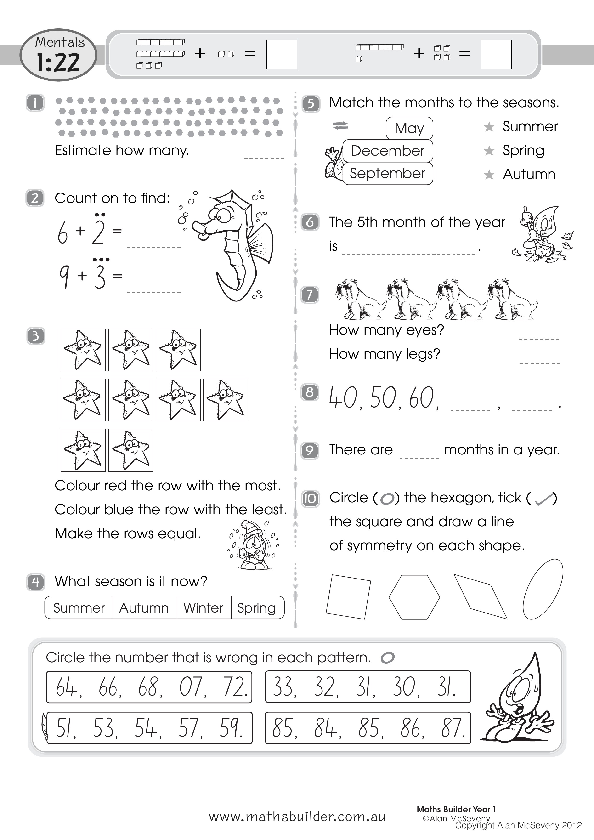 Mentals 1:22 — worksheet preview