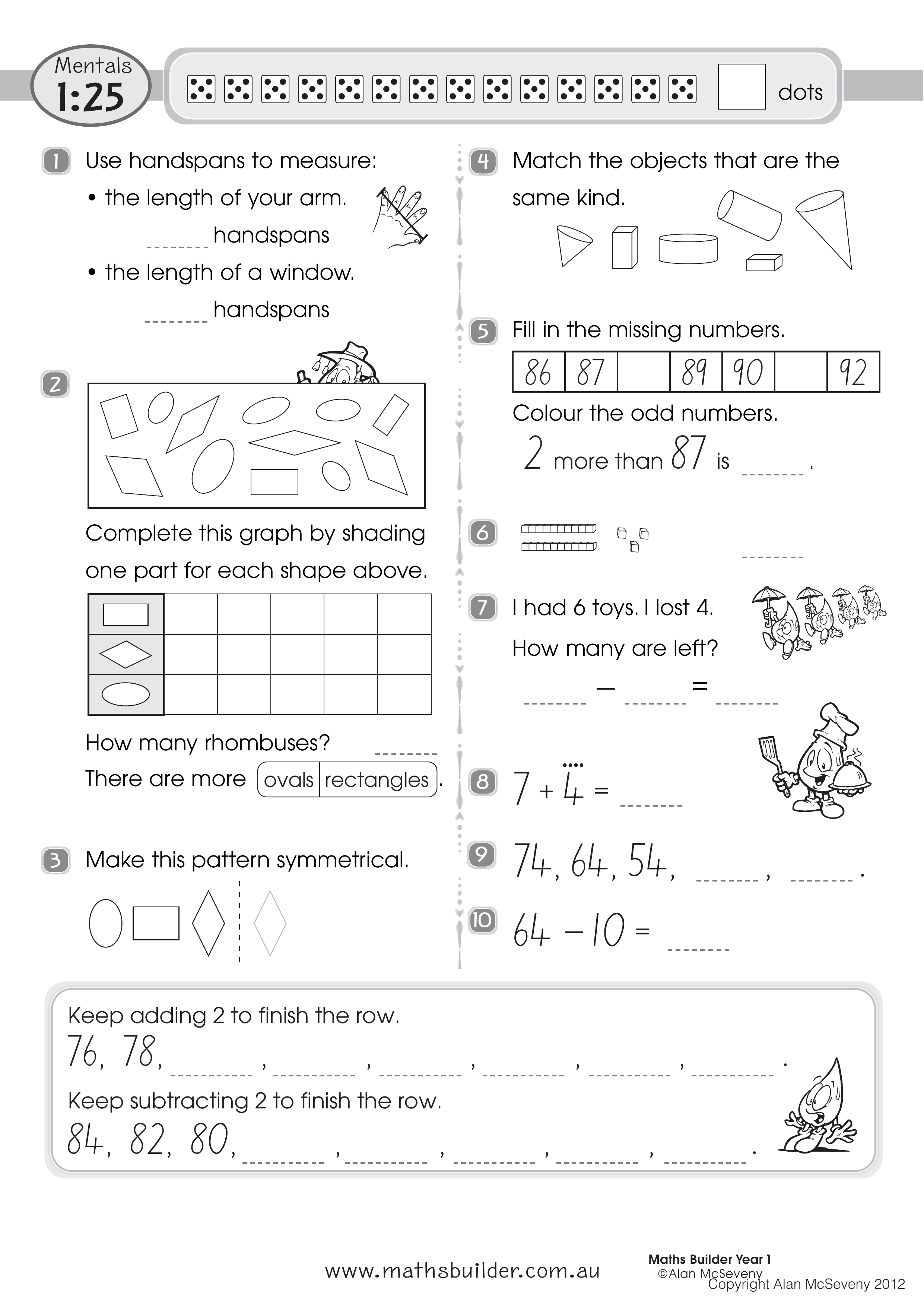 Mentals 1:25 — worksheet preview