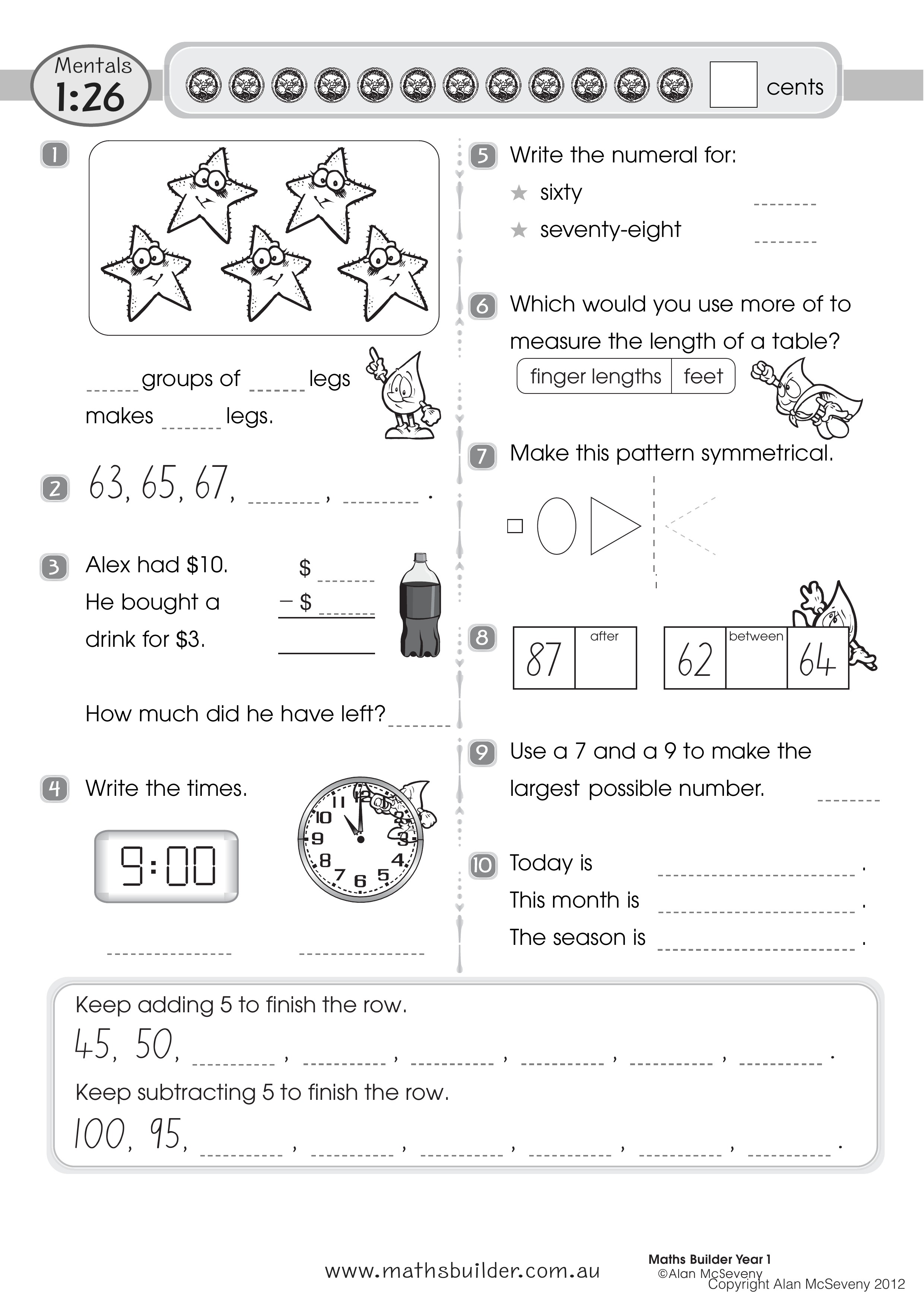 Mentals 1:26 — worksheet preview