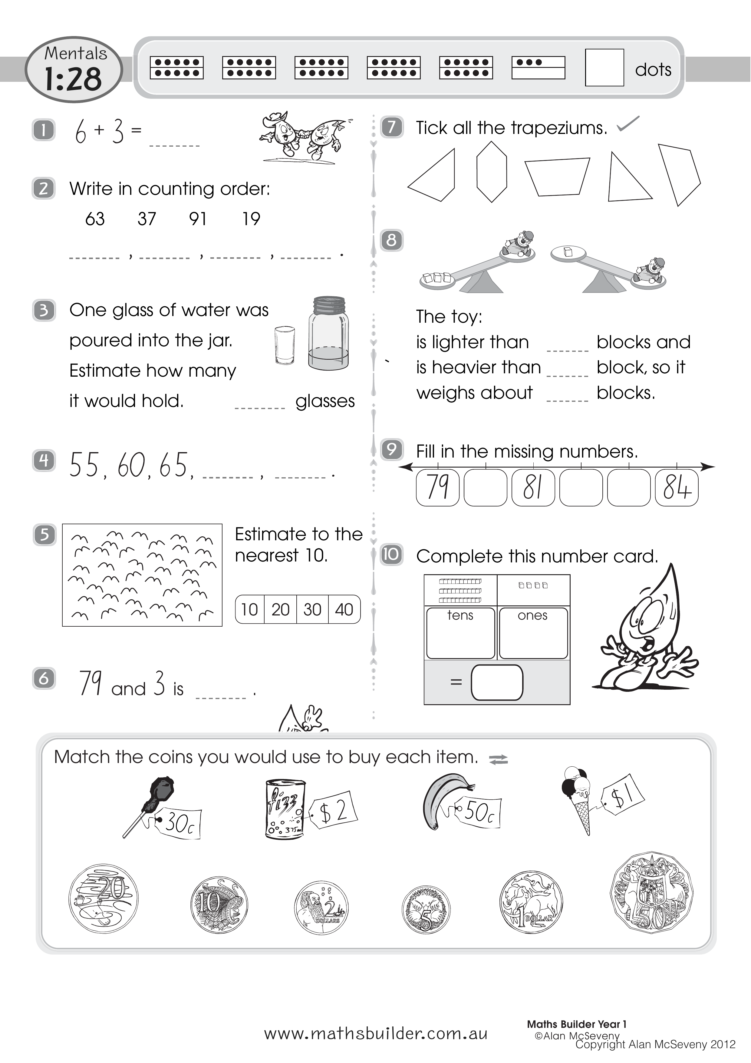 Mentals 1:28 — worksheet preview