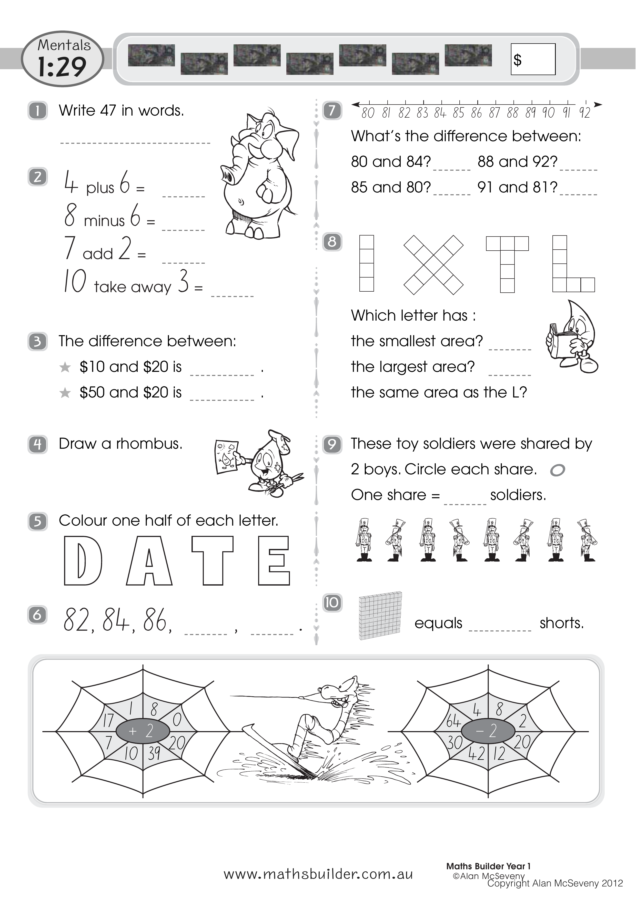 Mentals 1:29 — worksheet preview
