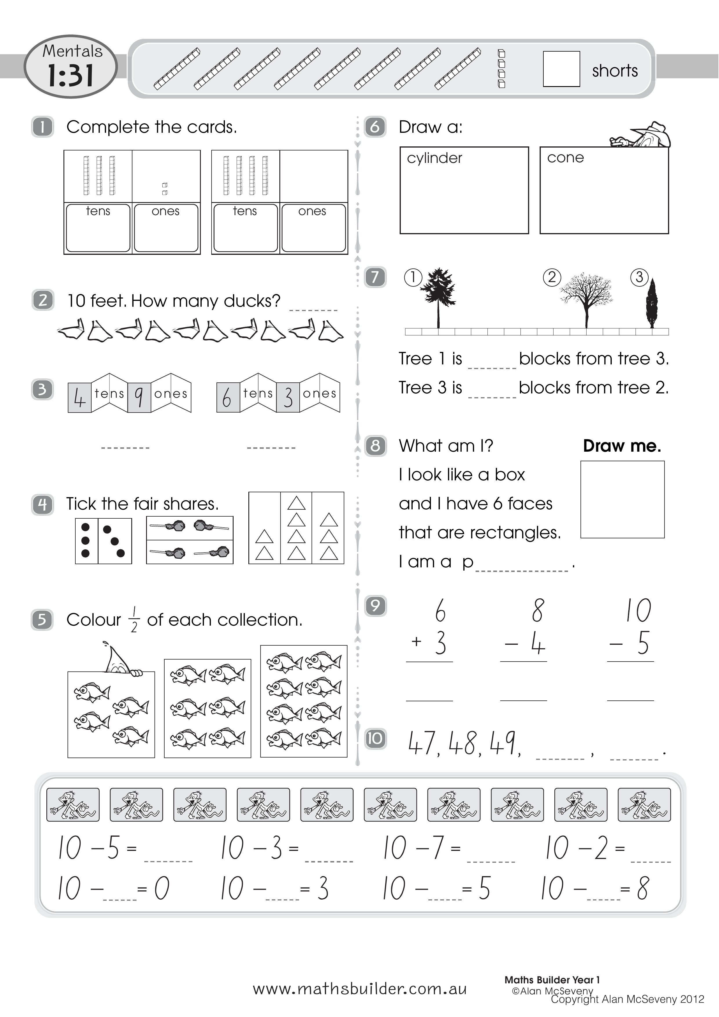 Mentals 1:31 — worksheet preview