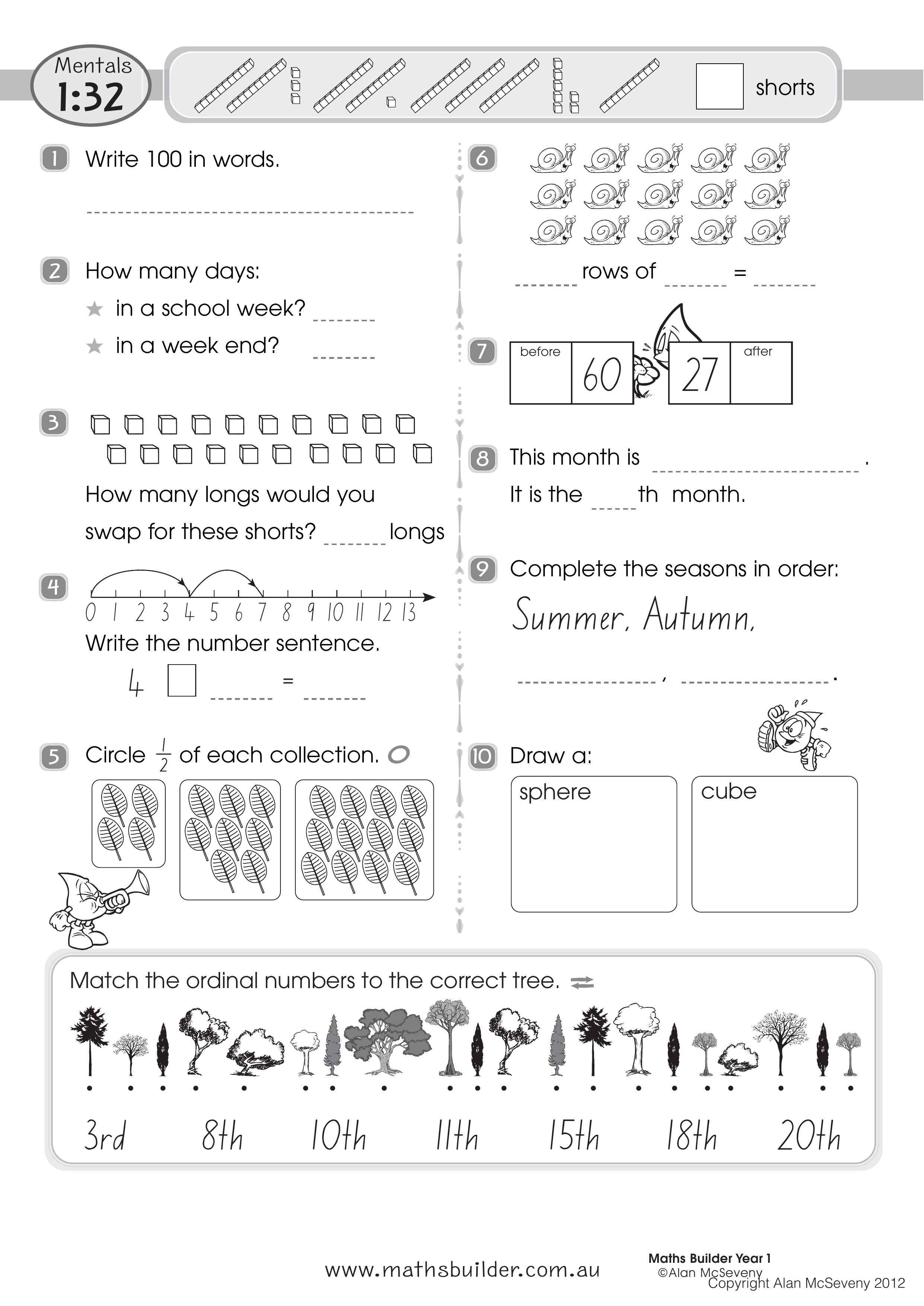 Mentals 1:32 — worksheet preview