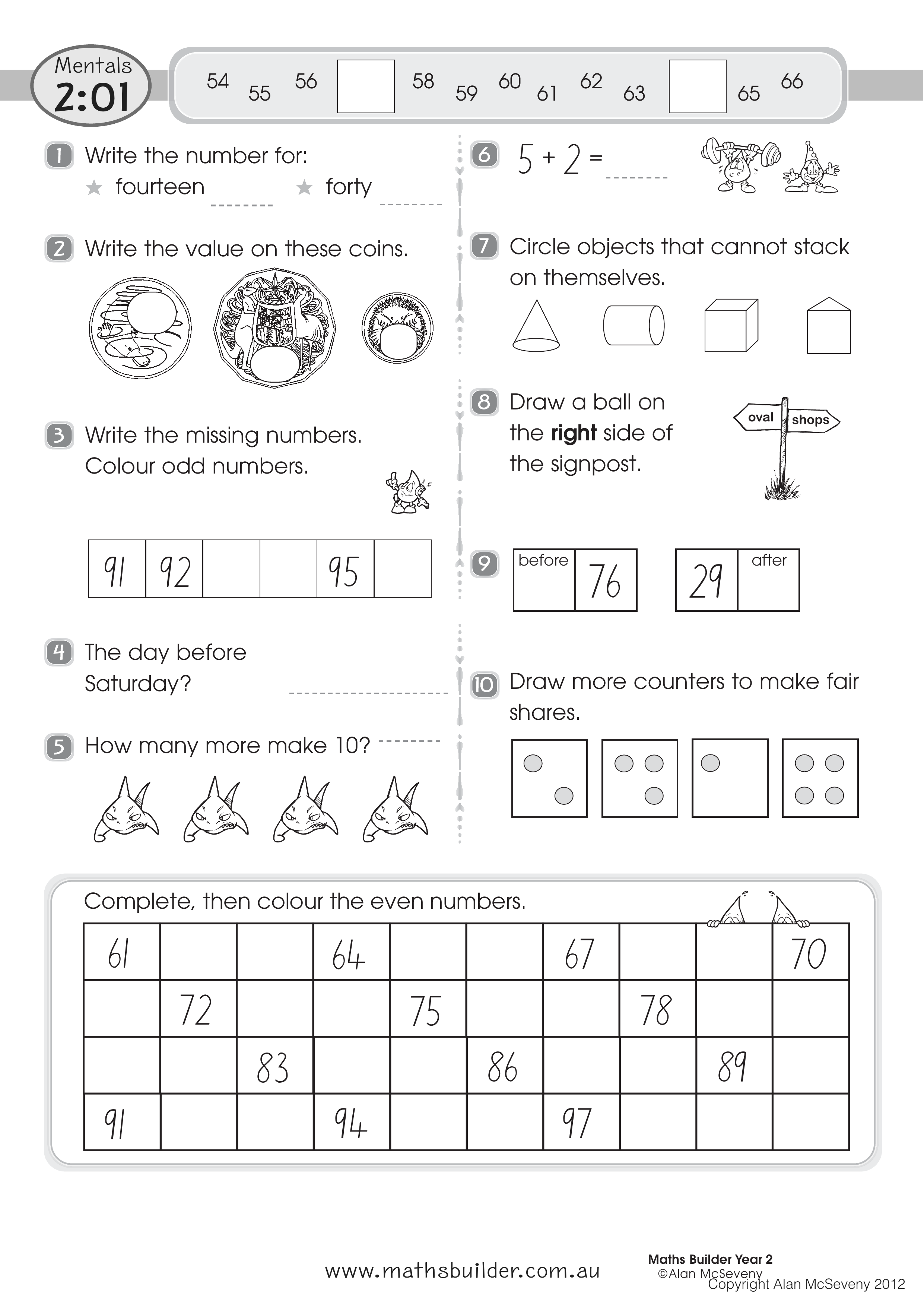 Mentals 2:01 — worksheet preview