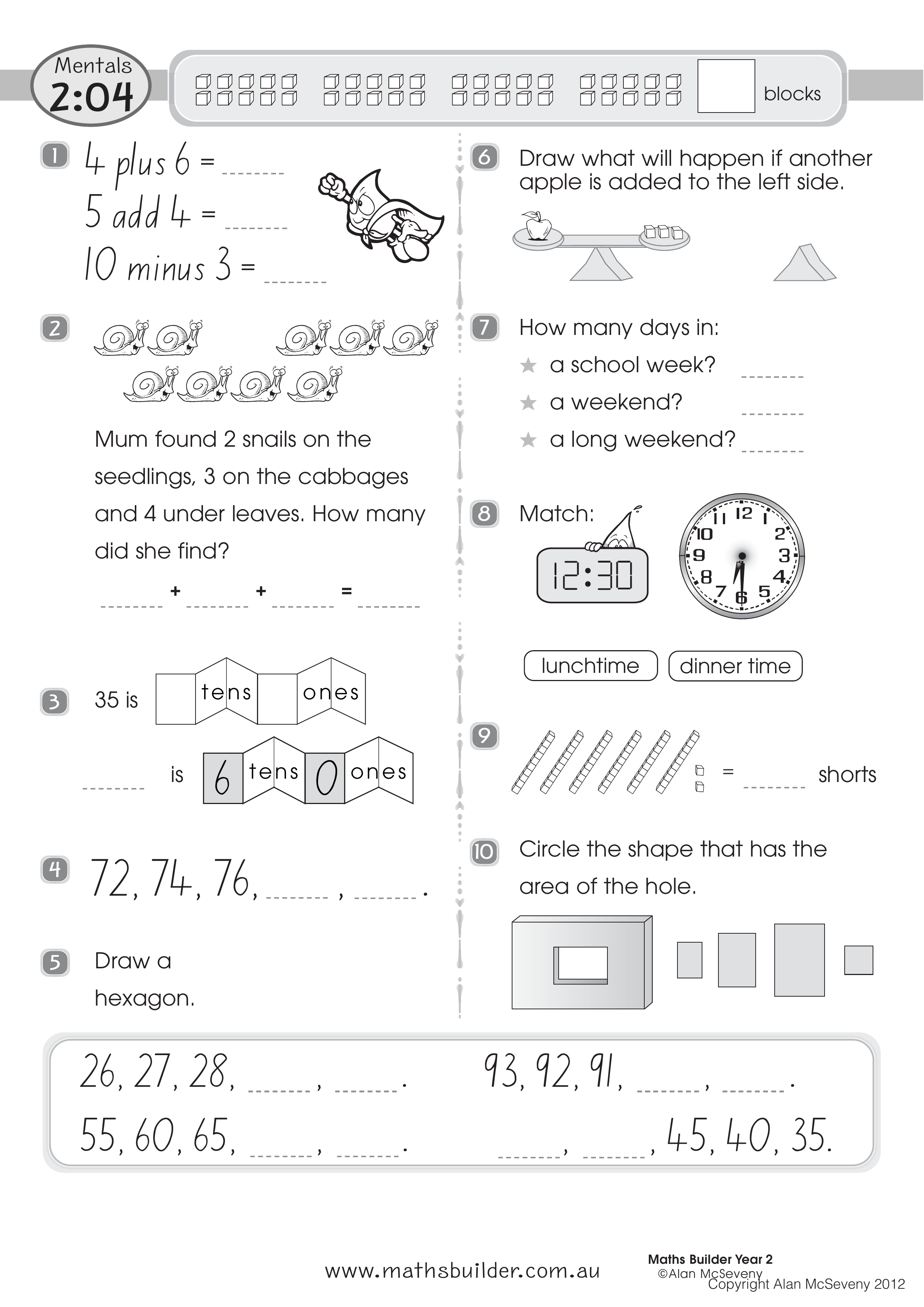 Mentals 2:04 — worksheet preview
