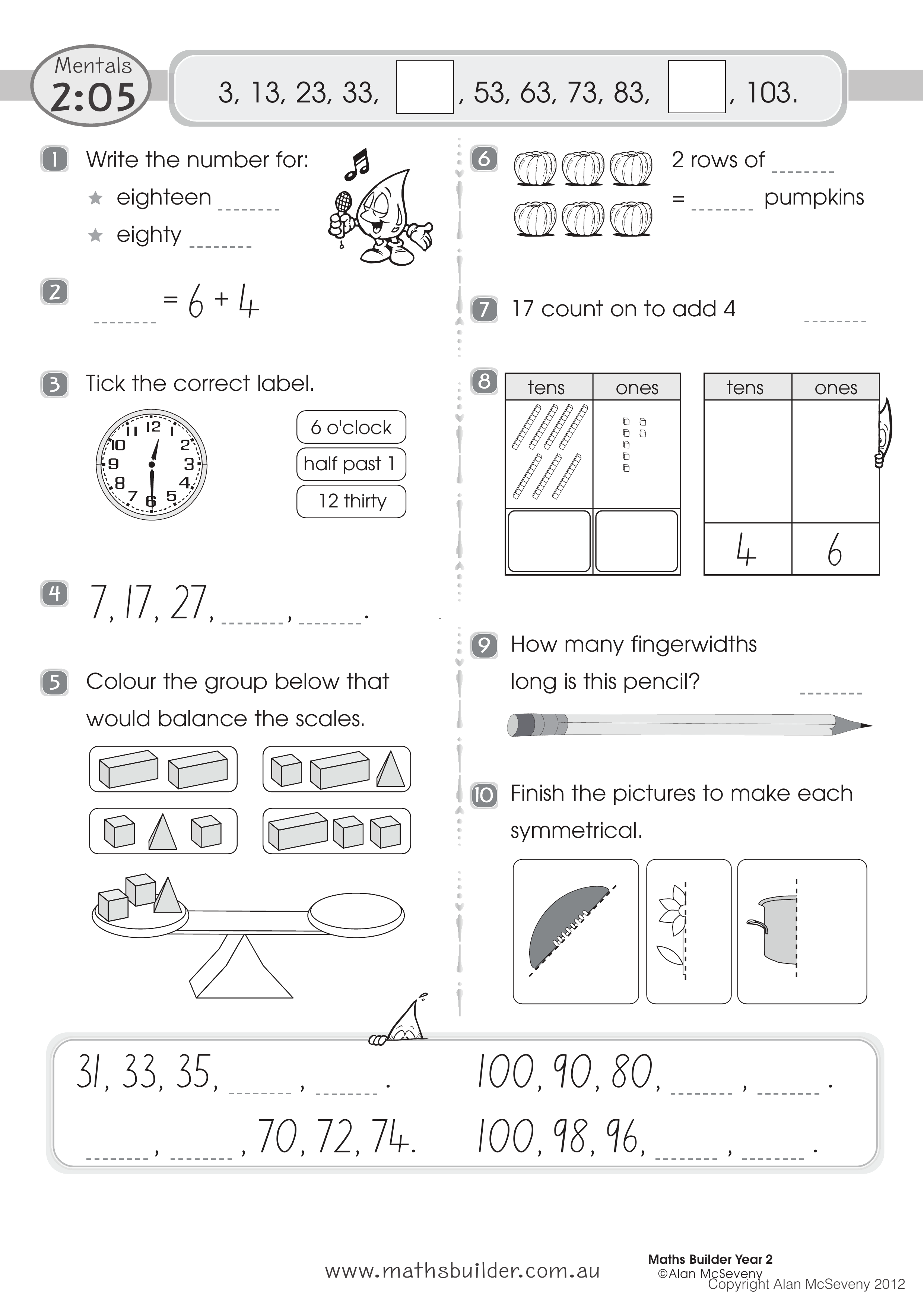 Mentals 2:05 — worksheet preview