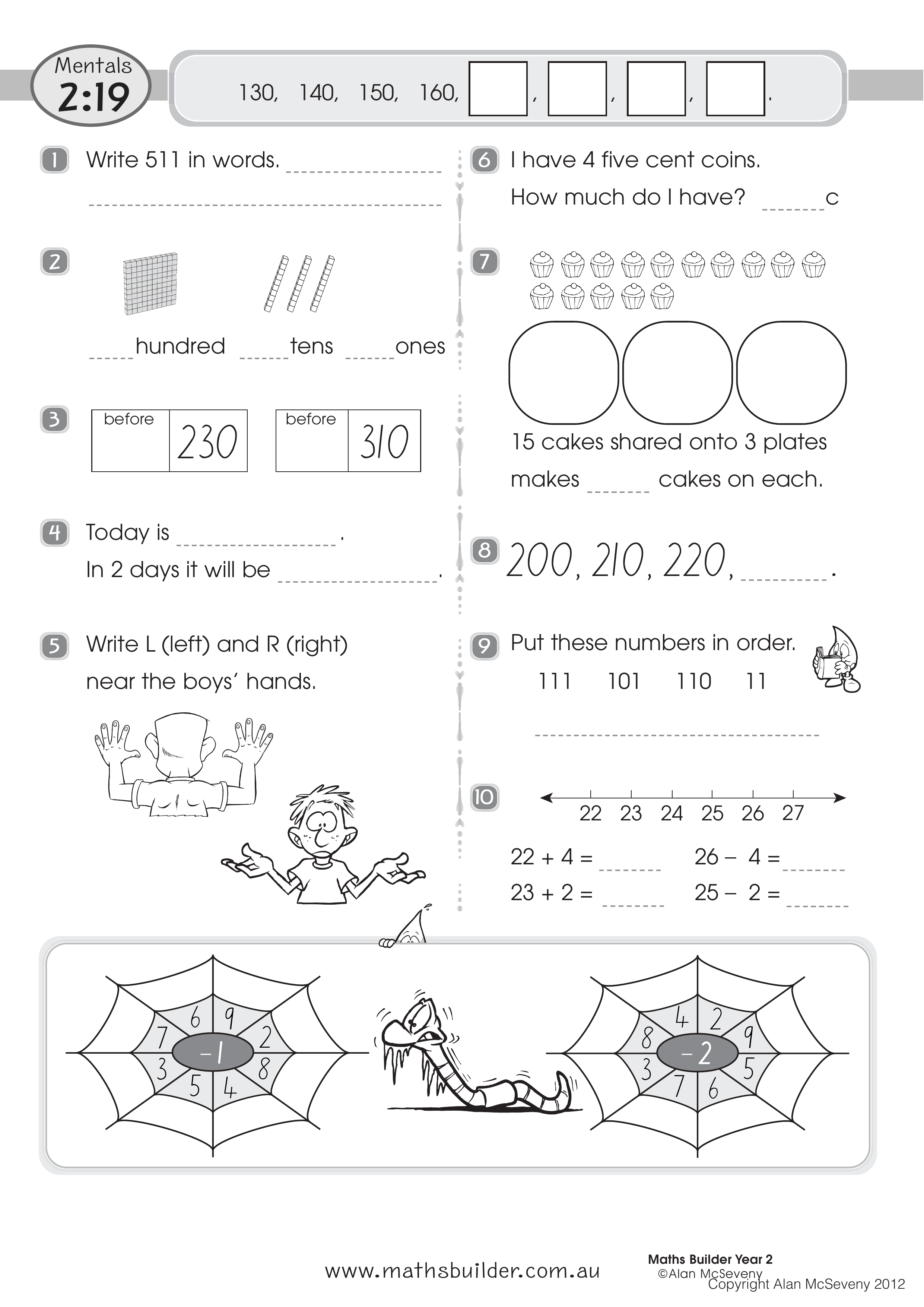Mentals 2:19 — worksheet preview