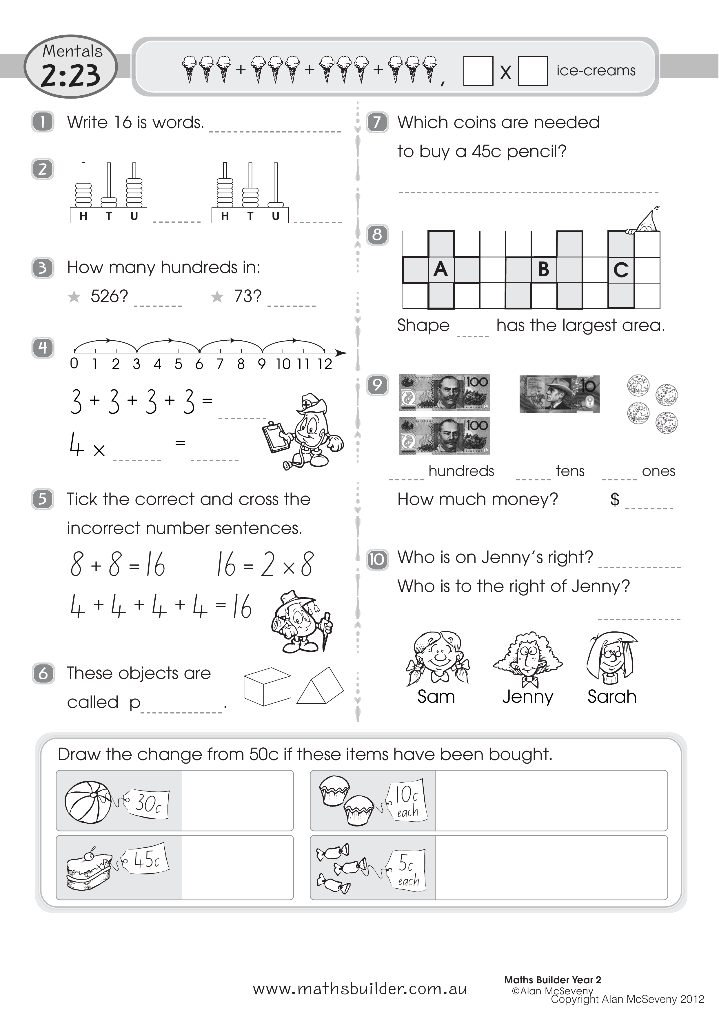 Mentals 2:23 — worksheet preview