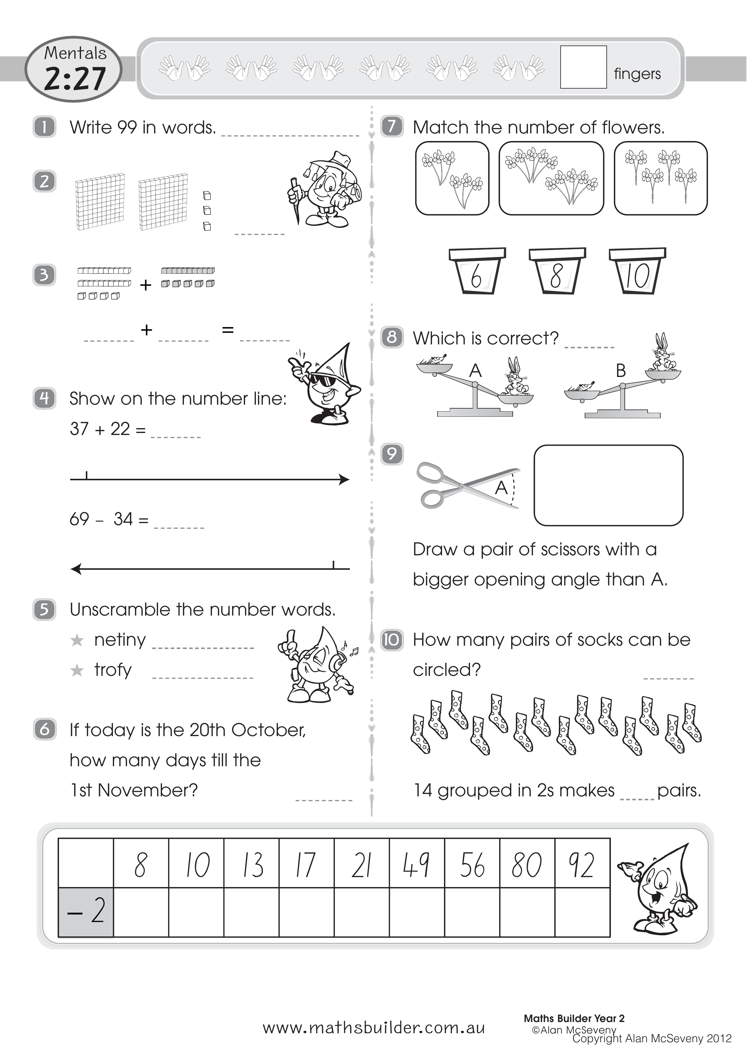 Mentals 2:27 — worksheet preview