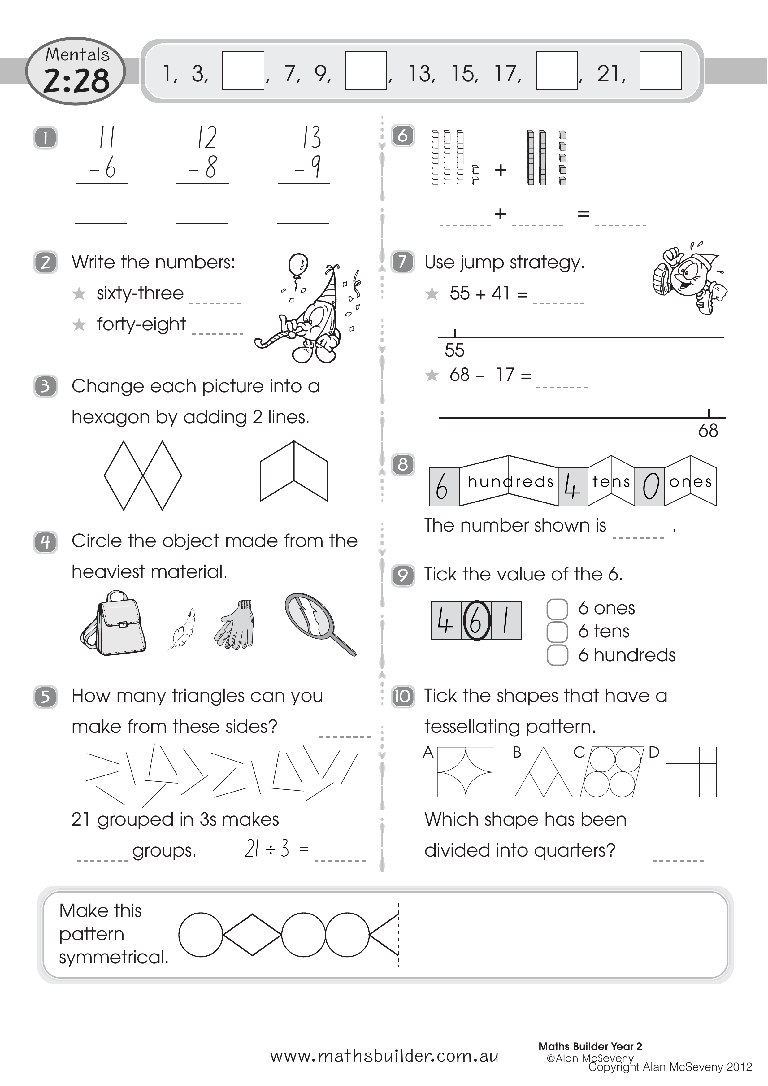 Mentals 2:28 — worksheet preview