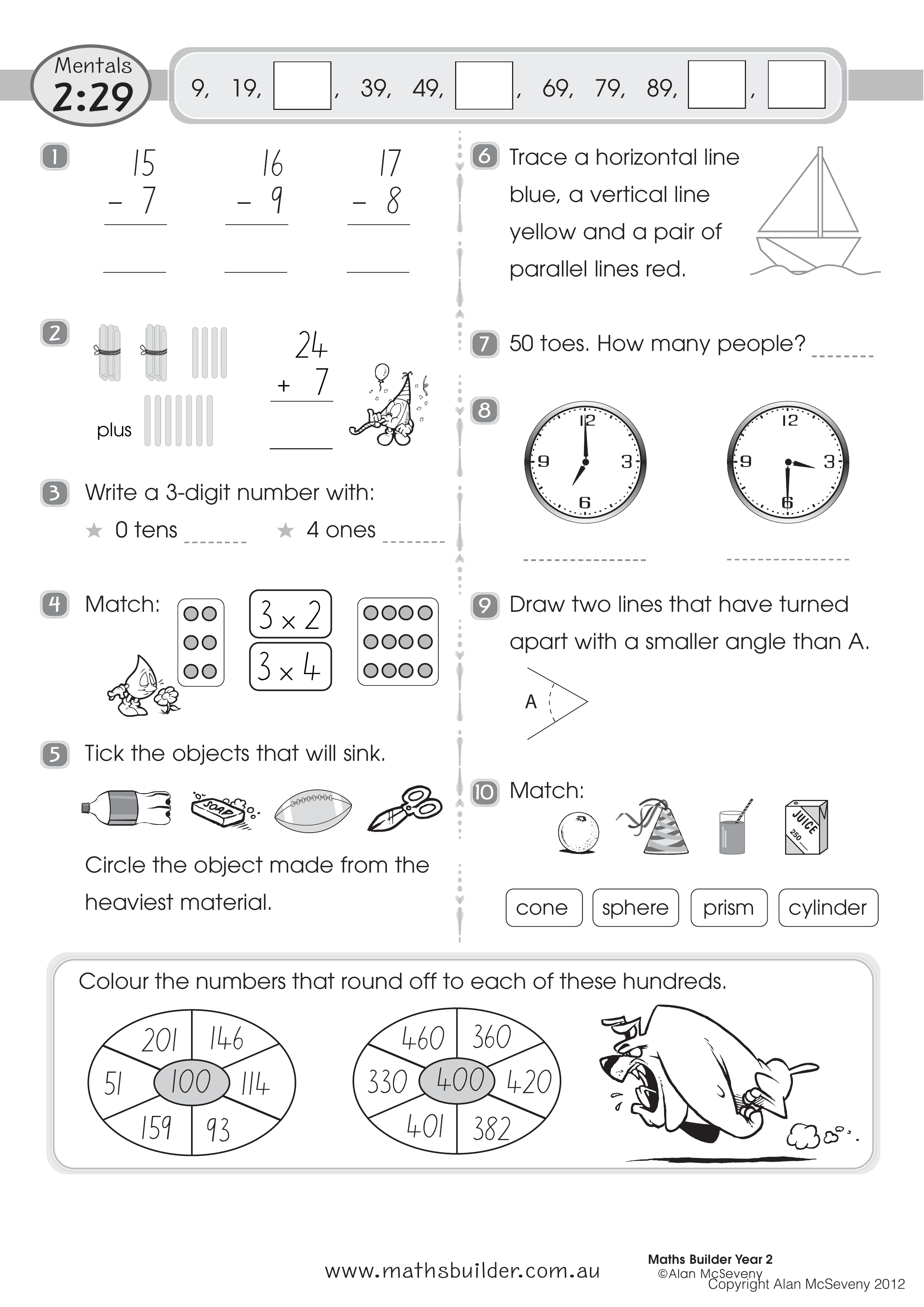 Mentals 2:29 — worksheet preview