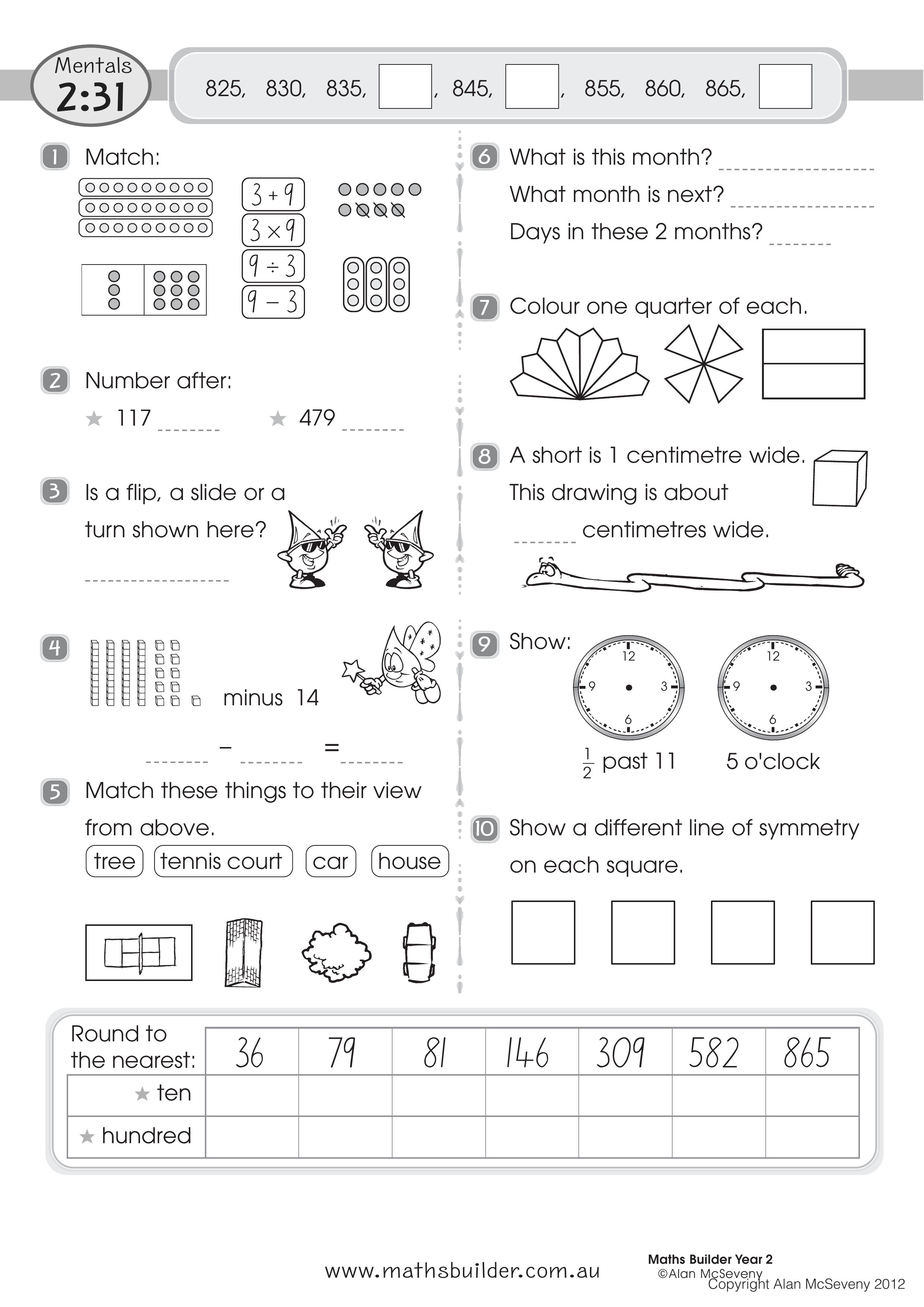 Mentals 2:31 — worksheet preview