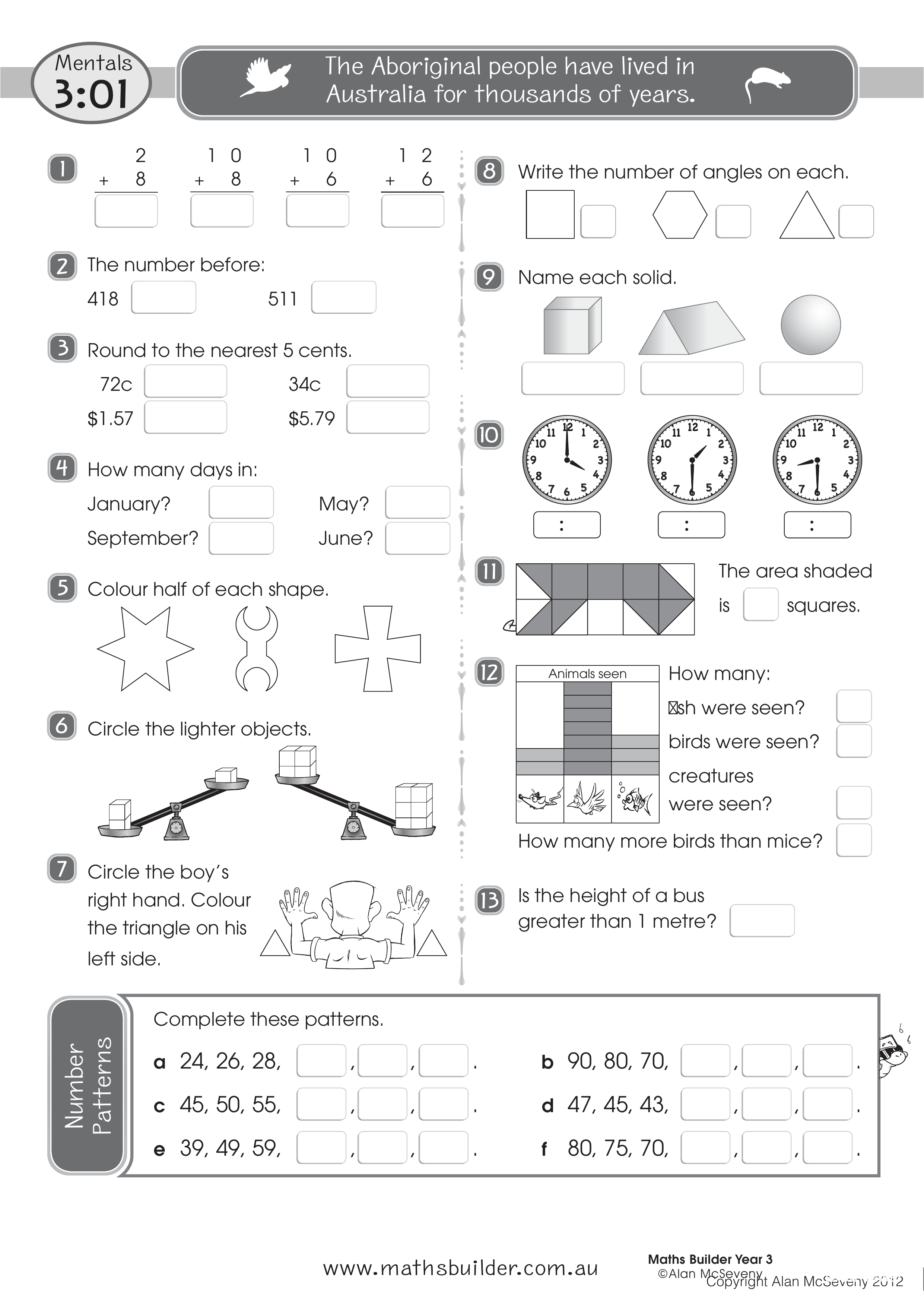 Mentals 3:01 — worksheet preview