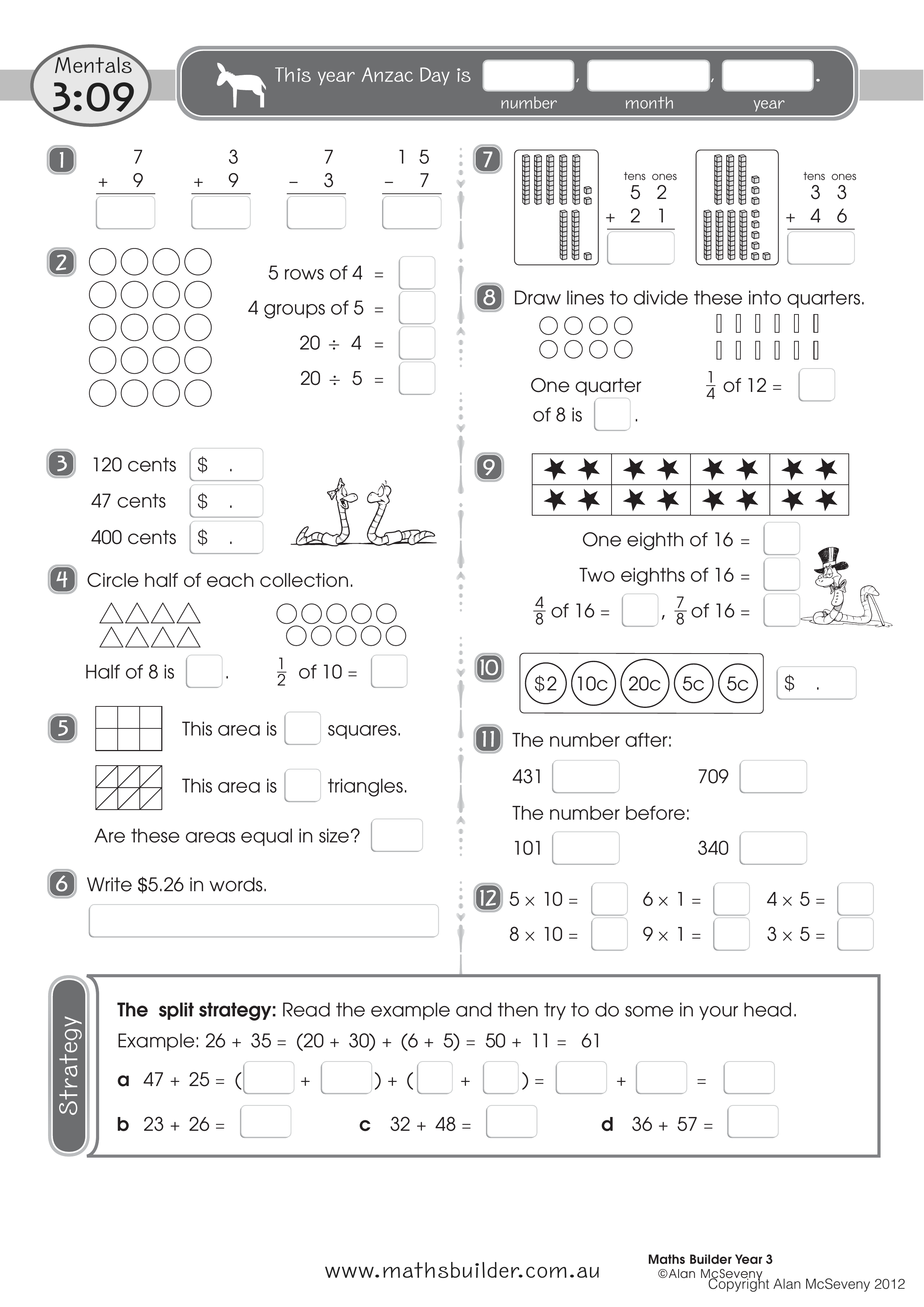 Mentals 3:09 — worksheet preview