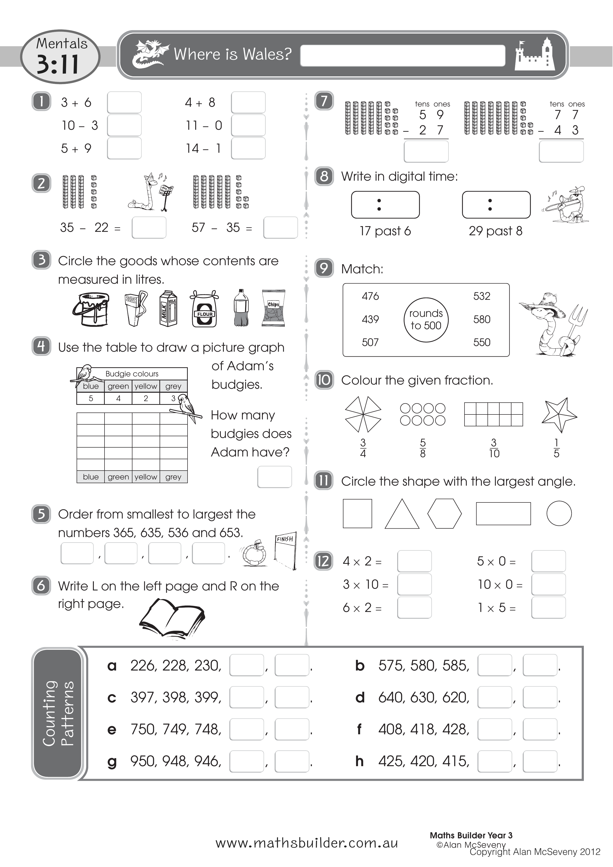 Mentals 3:11 — worksheet preview