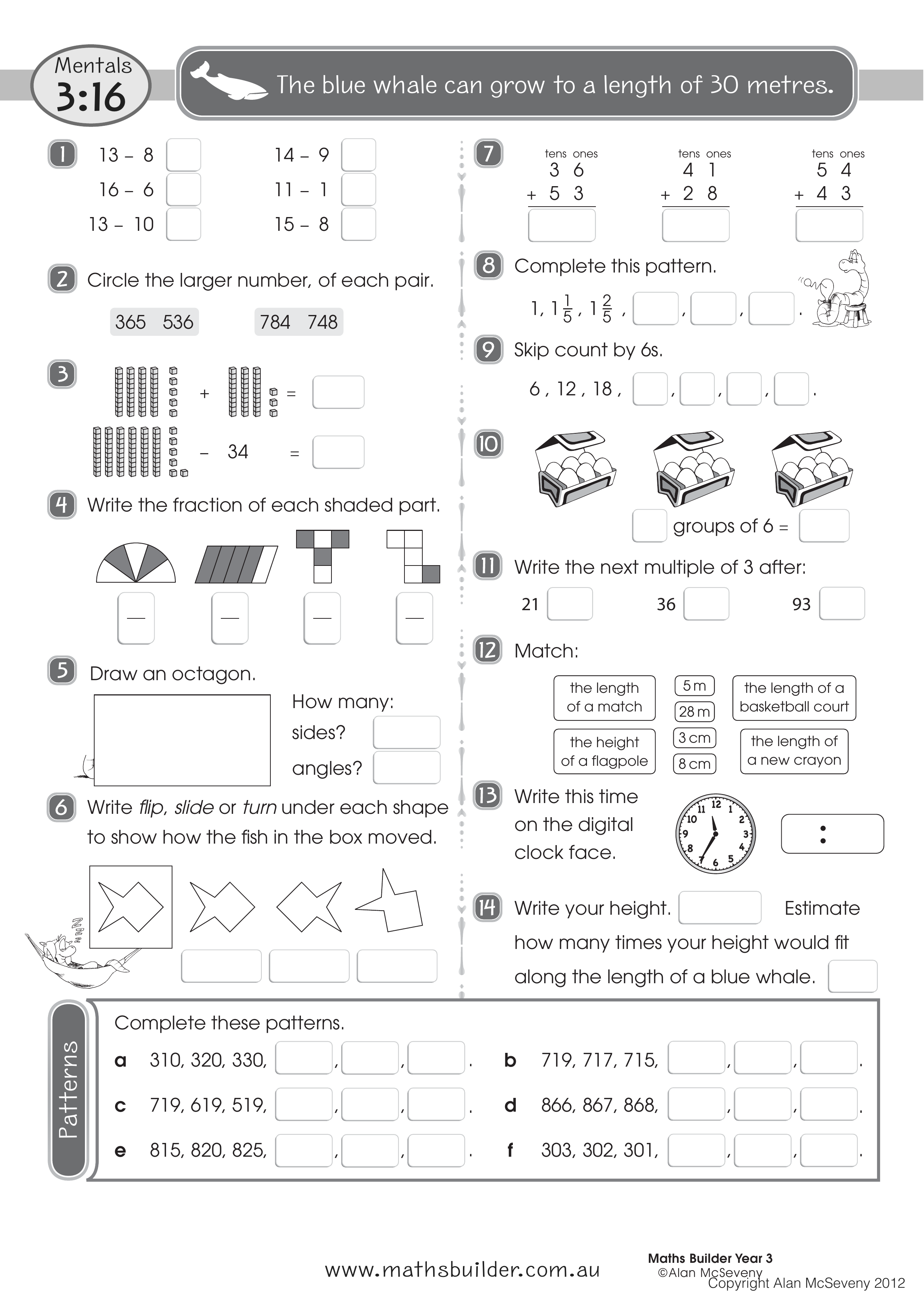 Mentals 3:16 — worksheet preview