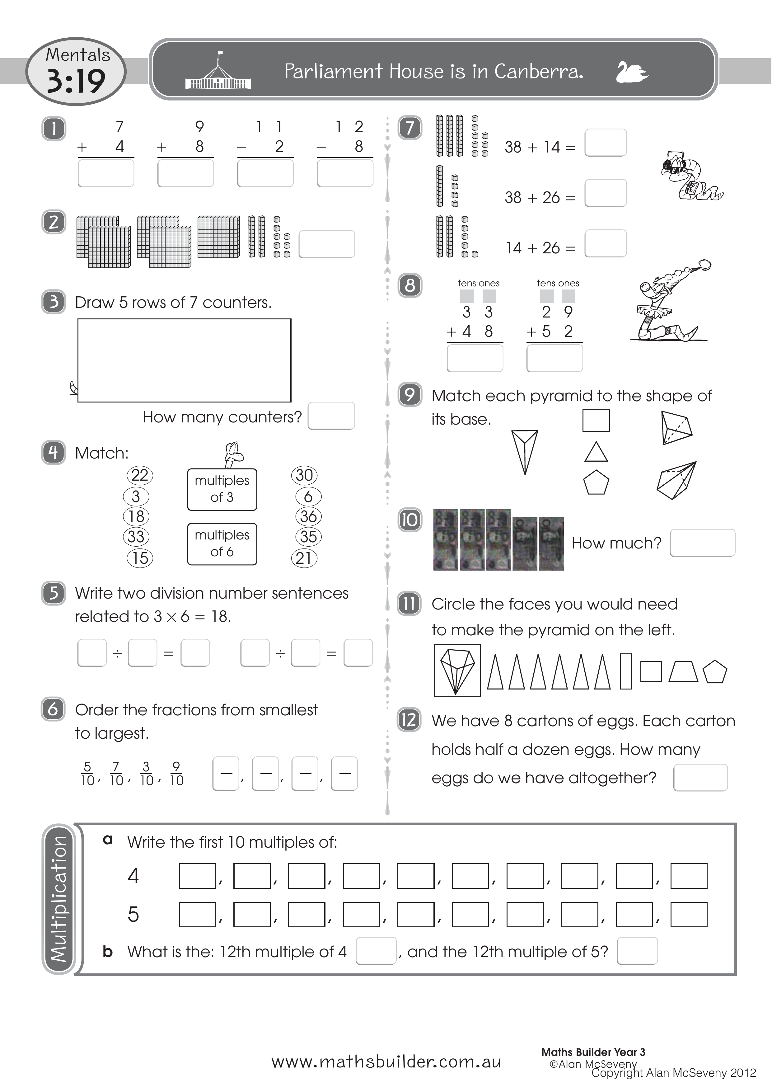 Mentals 3:19 — worksheet preview