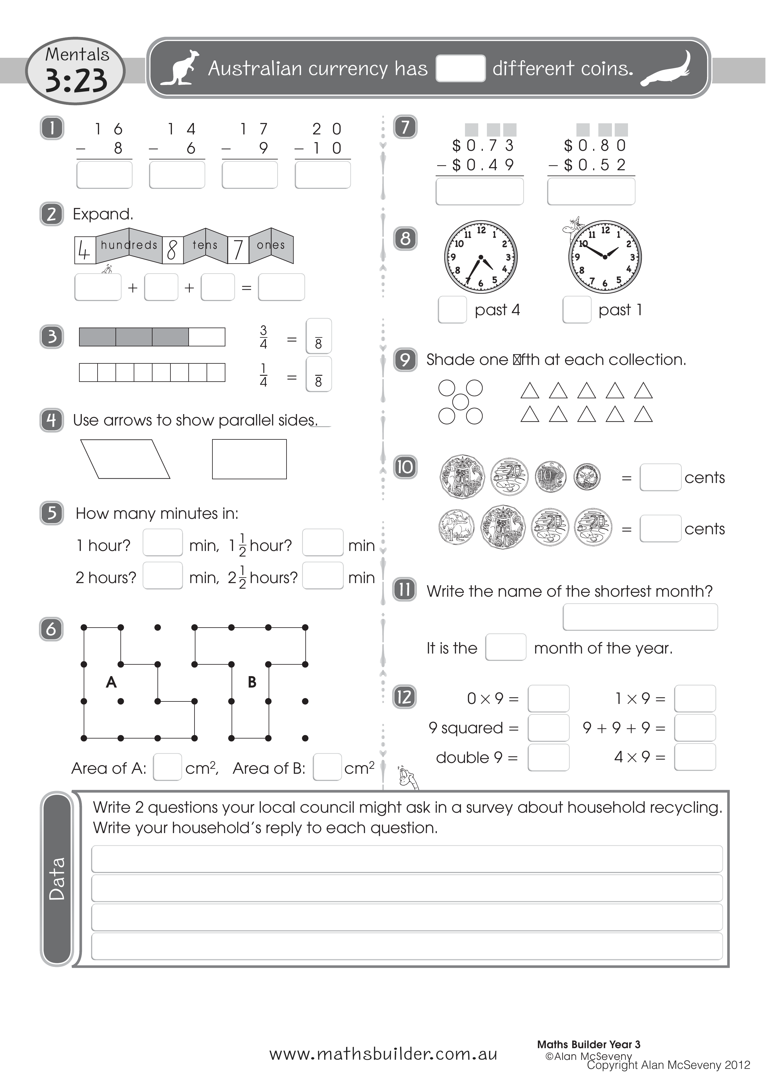 Mentals 3:23 — worksheet preview