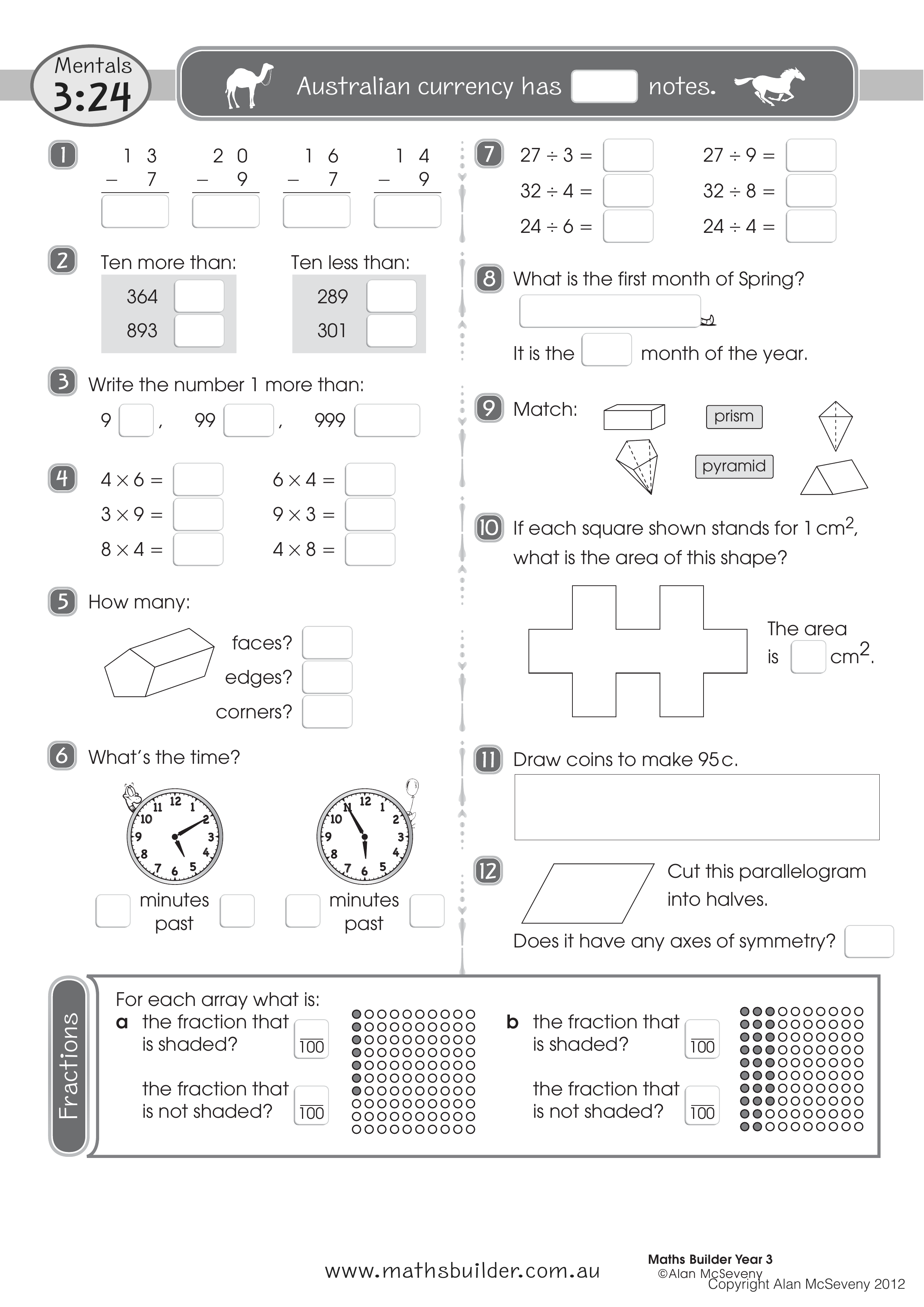 Mentals 3:24 — worksheet preview