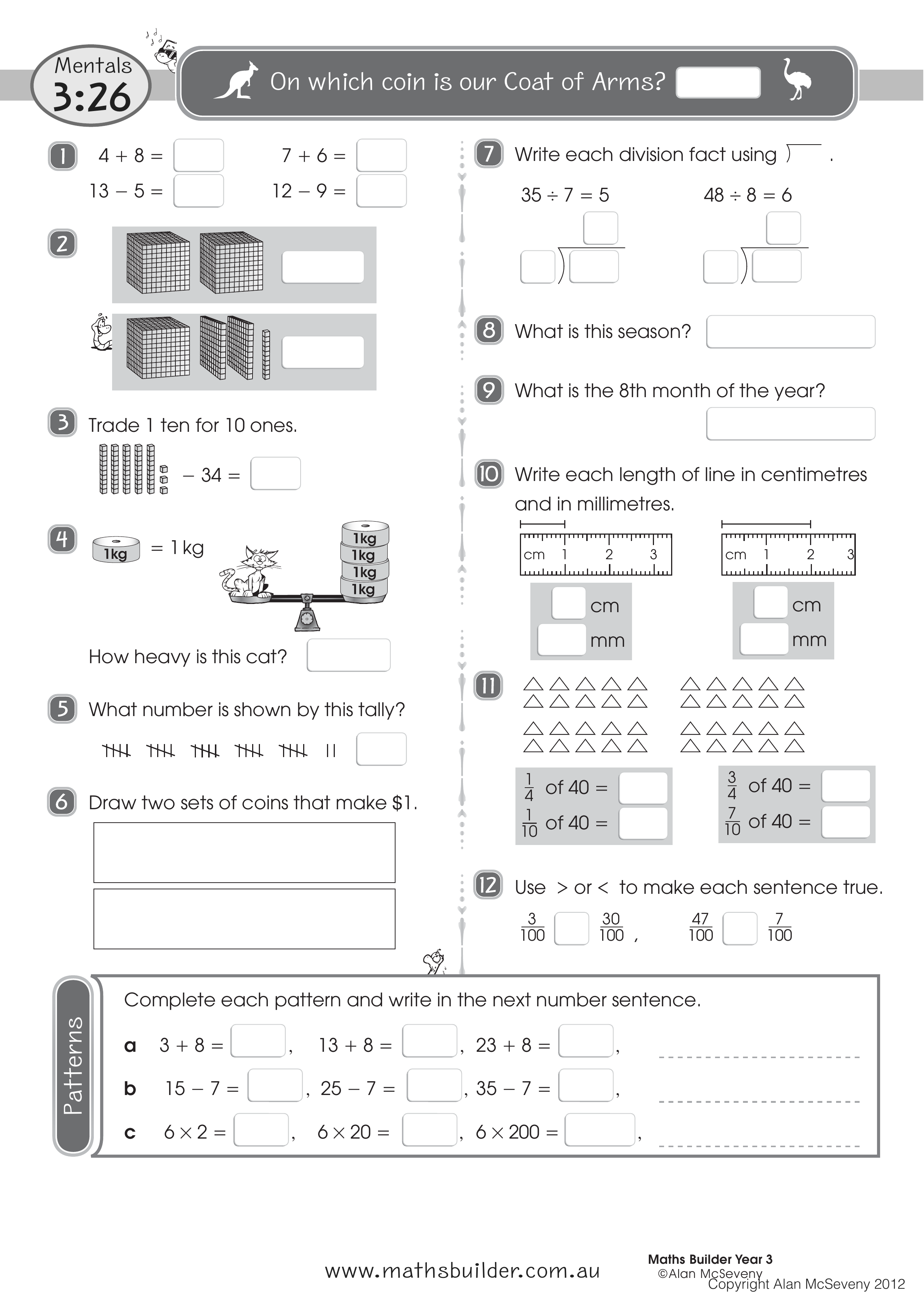 Mentals 3:26 — worksheet preview
