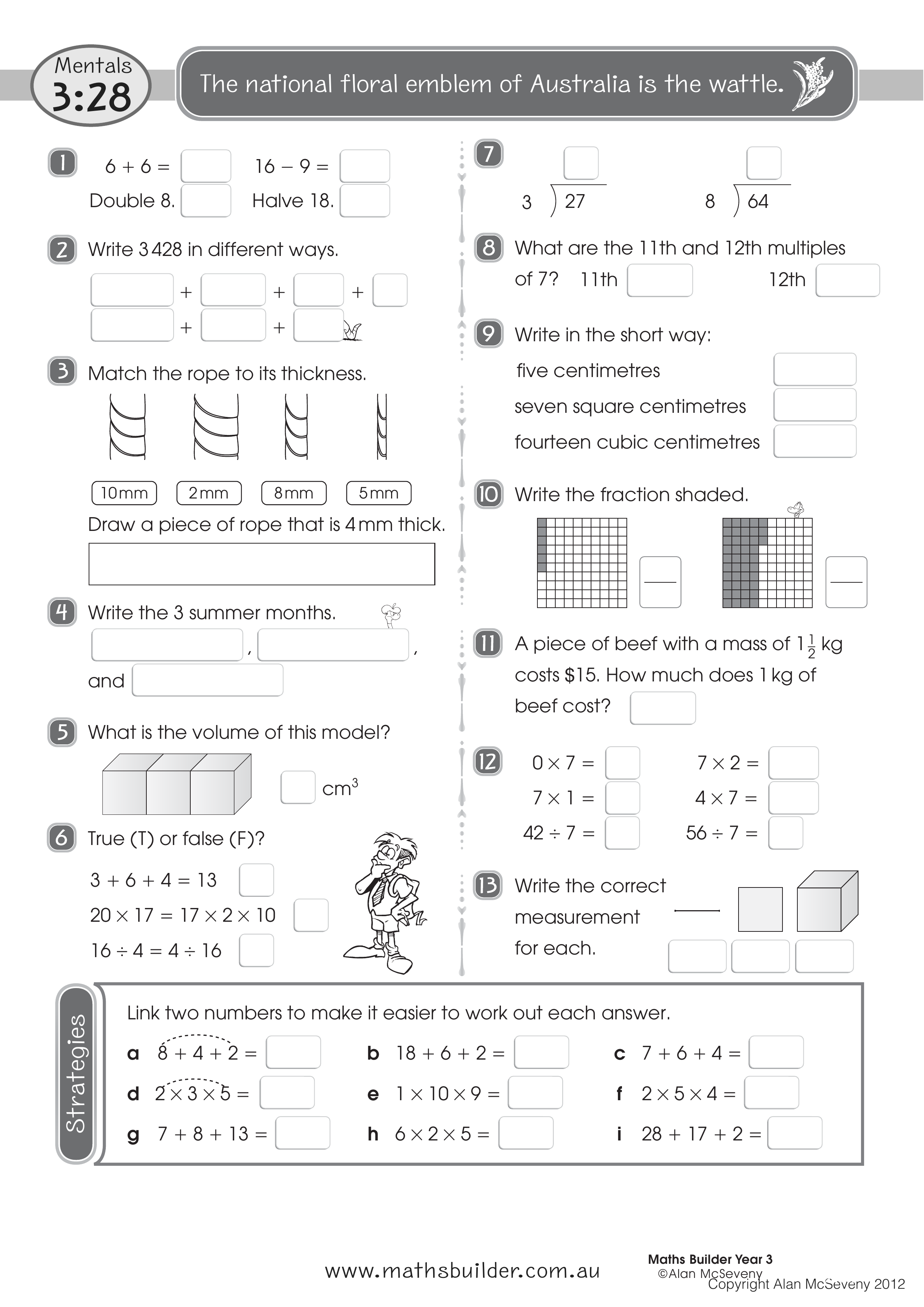 Mentals 3:28 — worksheet preview