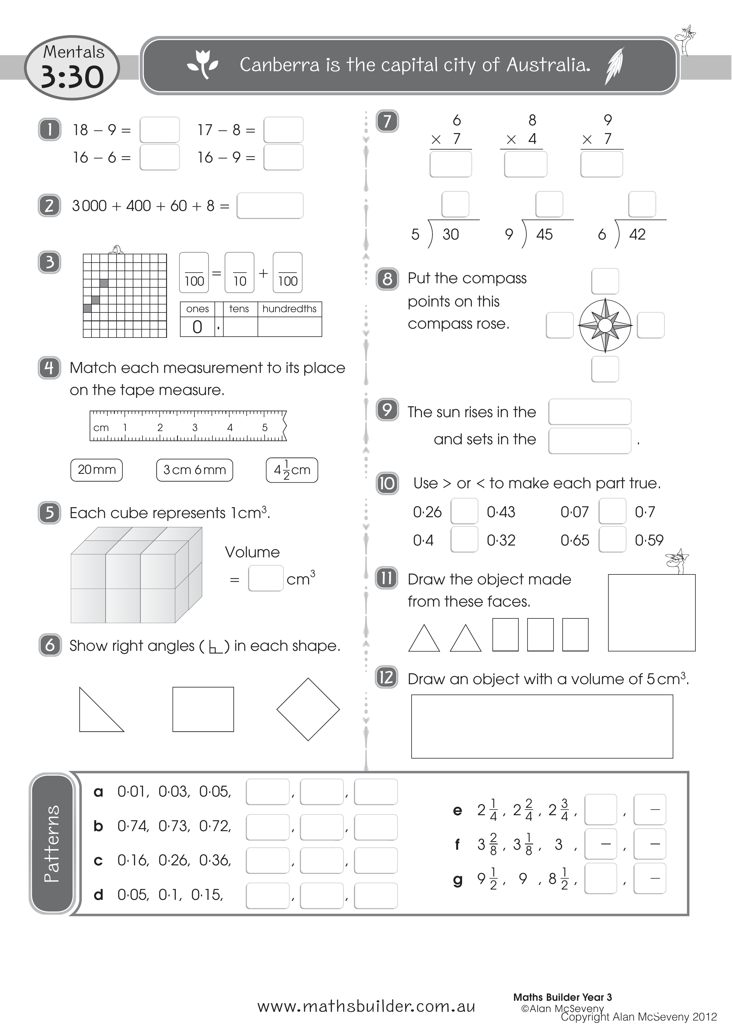 Mentals 3:30 — worksheet preview