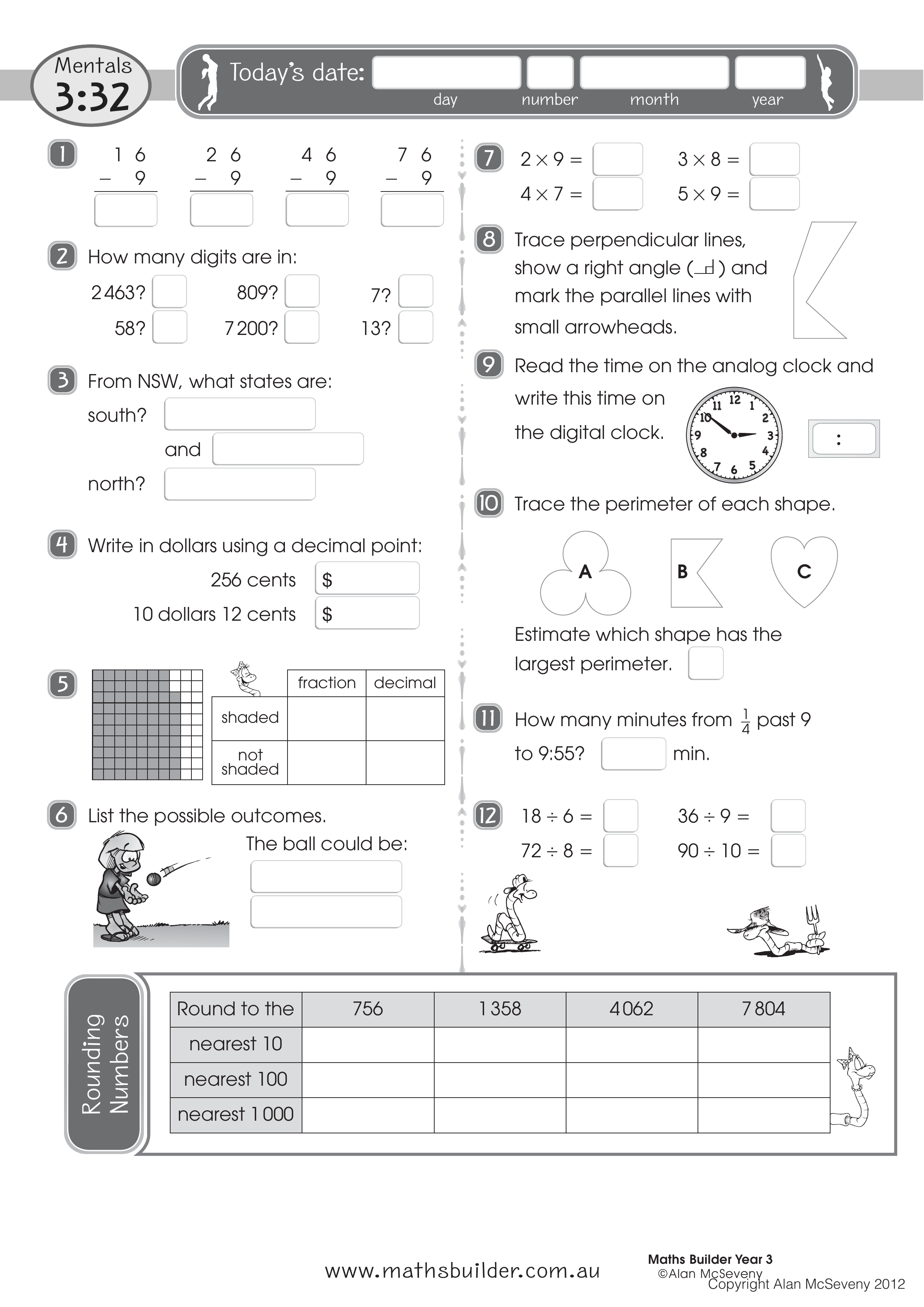 Mentals 3:32 — worksheet preview