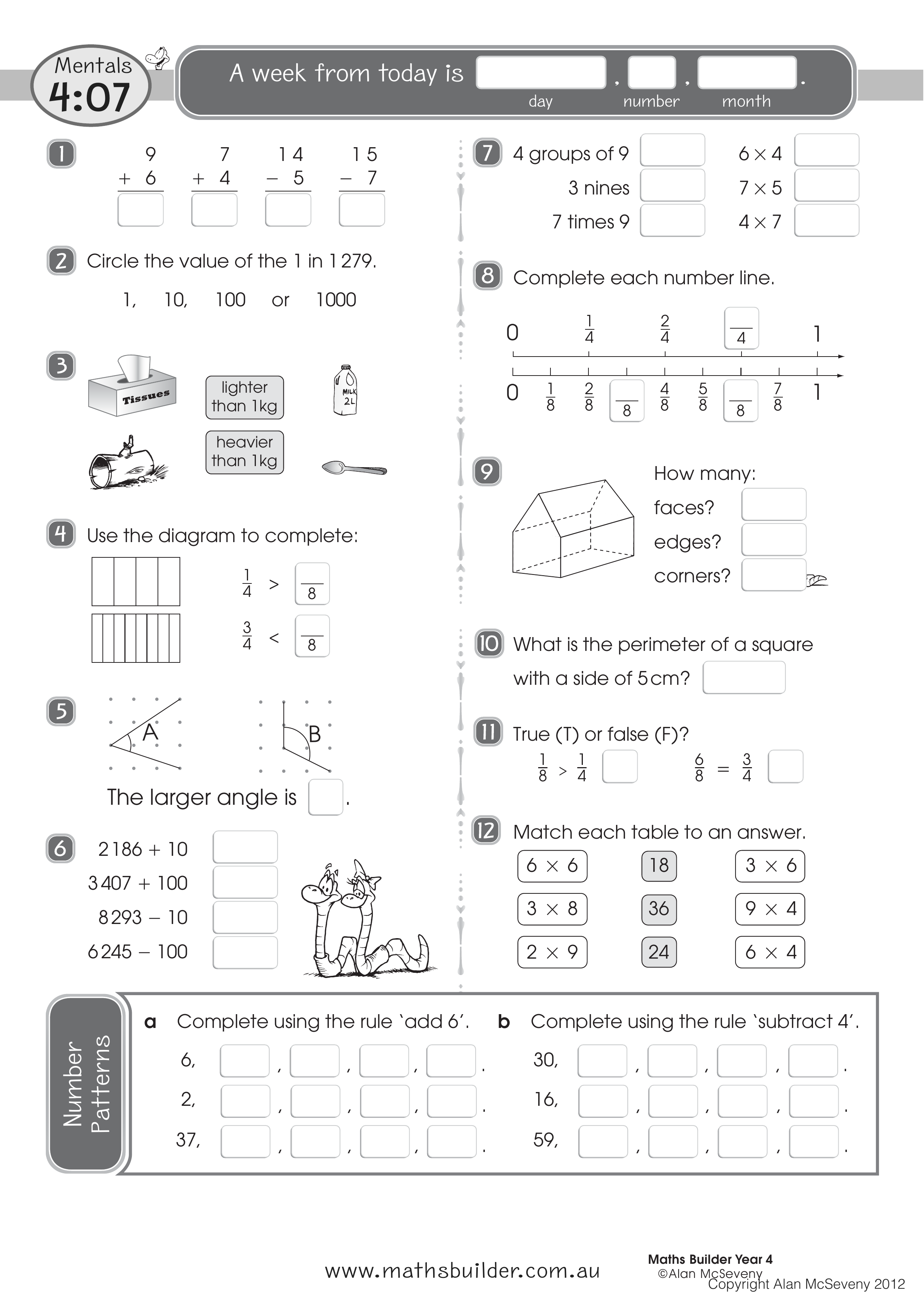 Mentals 4:07 — worksheet preview