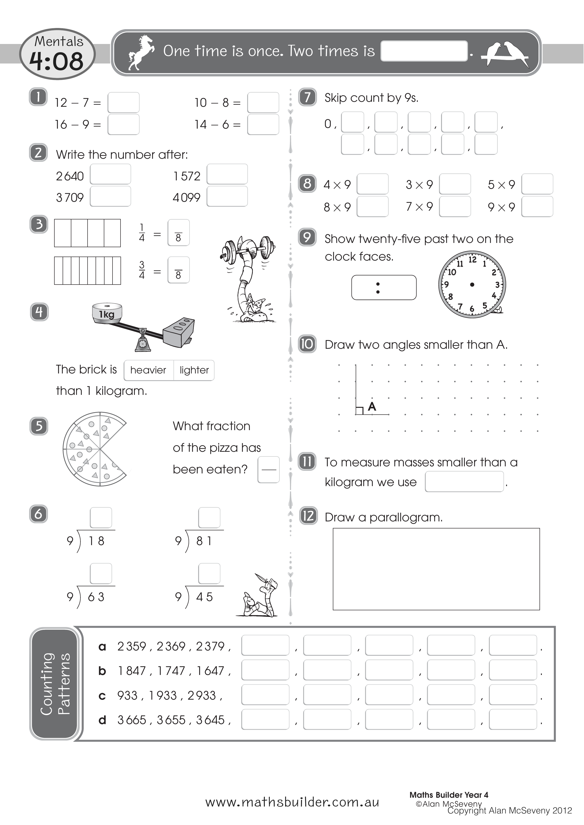 Mentals 4:08 — worksheet preview