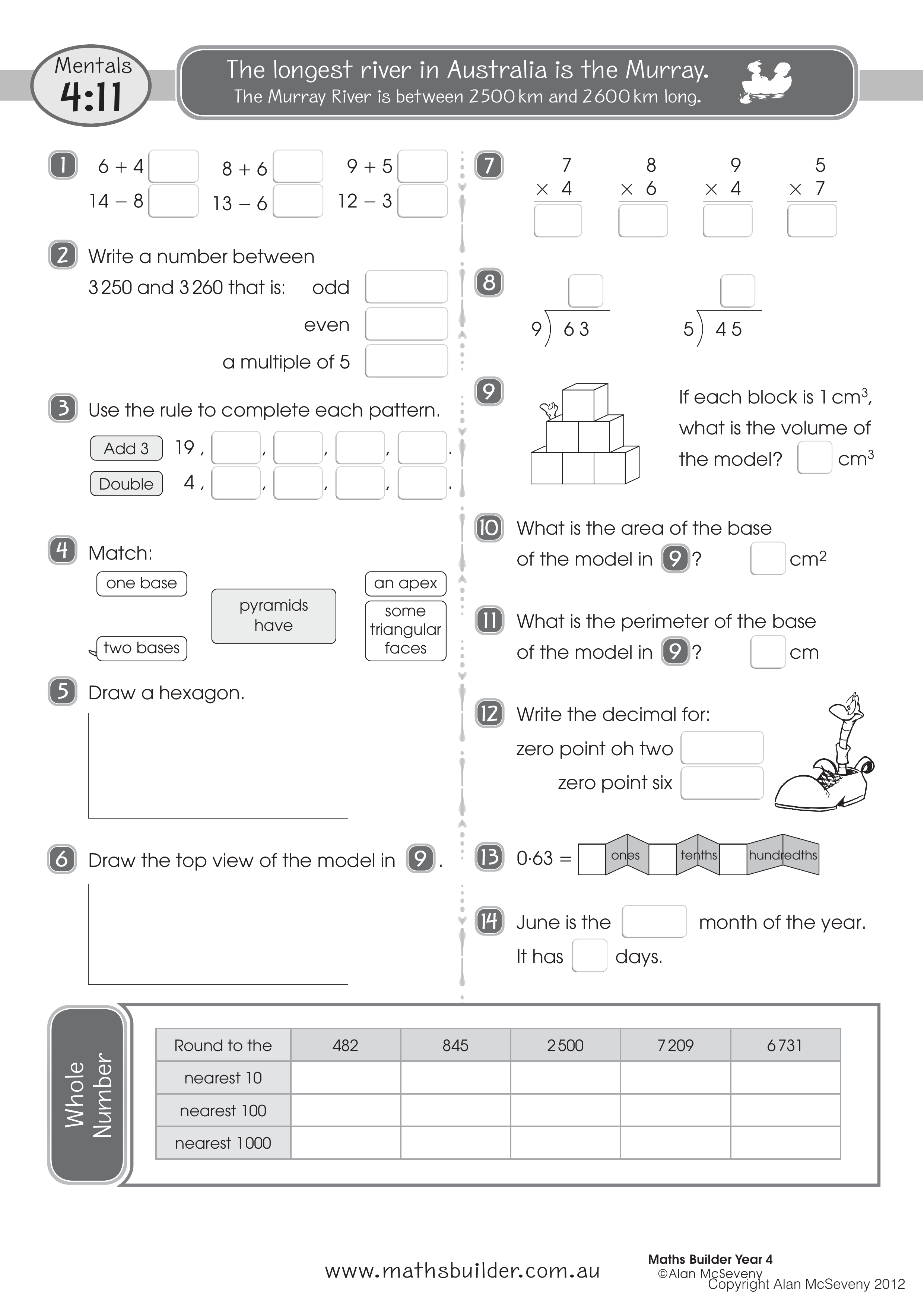 Mentals 4:11 — worksheet preview
