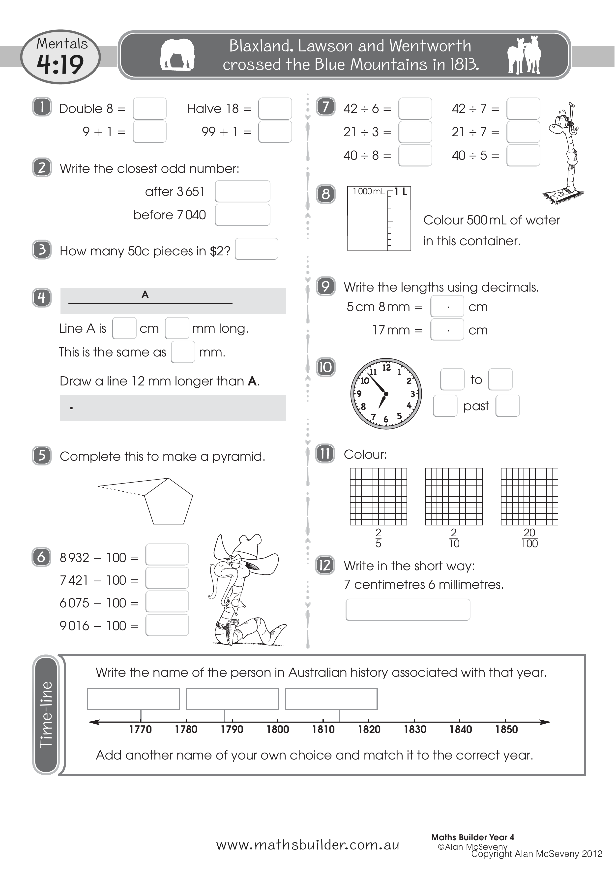 Mentals 4:19 — worksheet preview