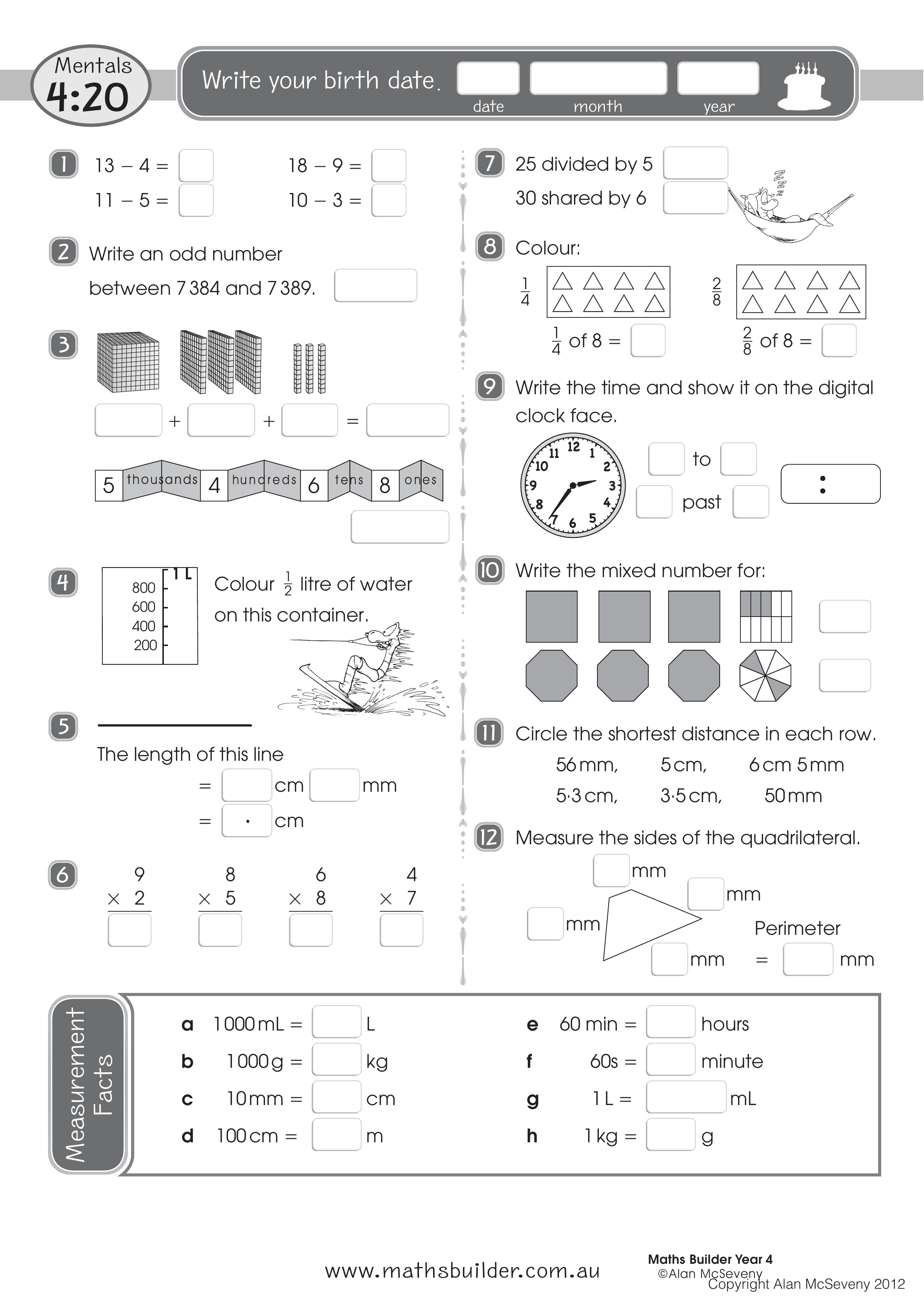 Mentals 4:20 — worksheet preview