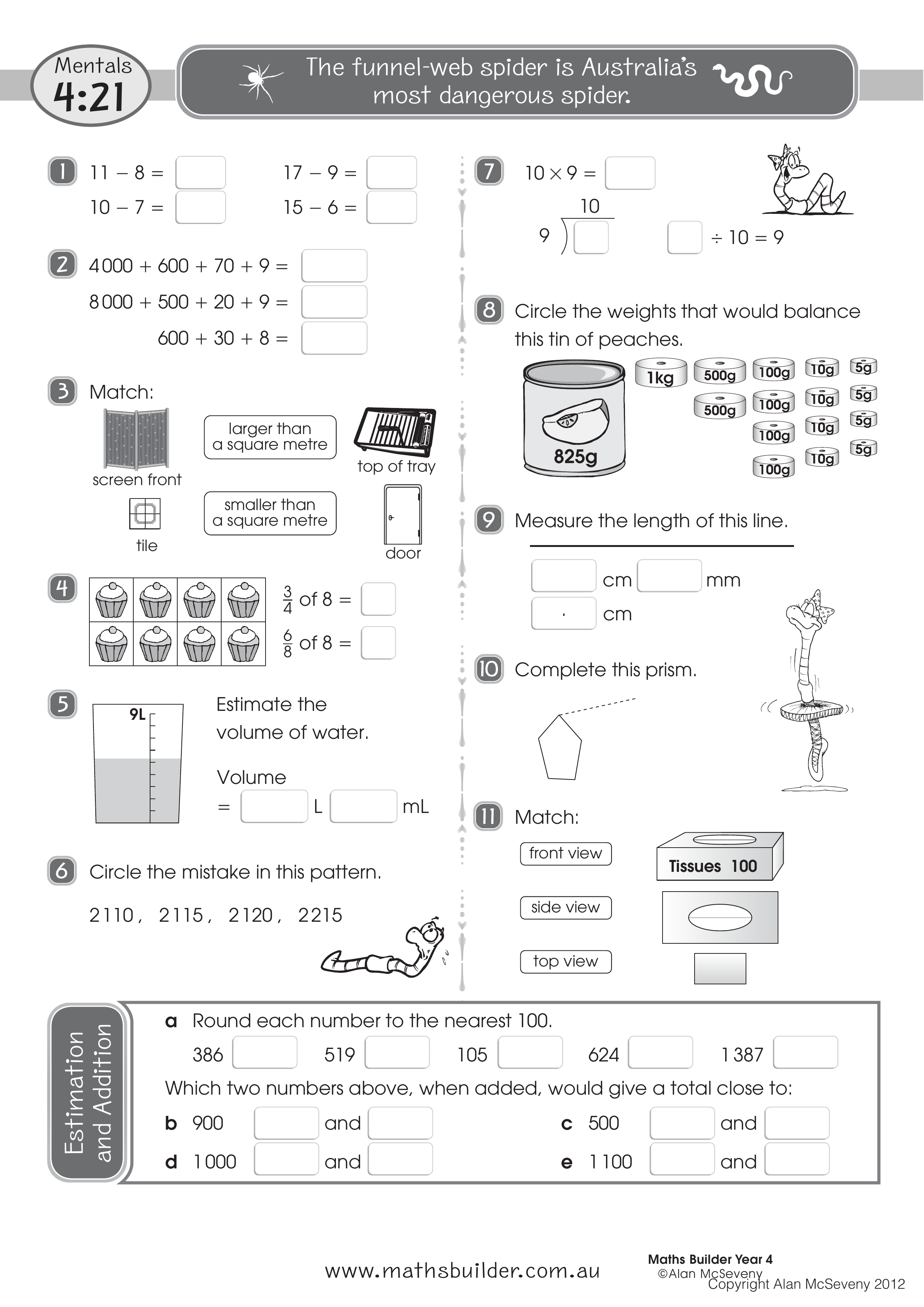 Mentals 4:21 — worksheet preview