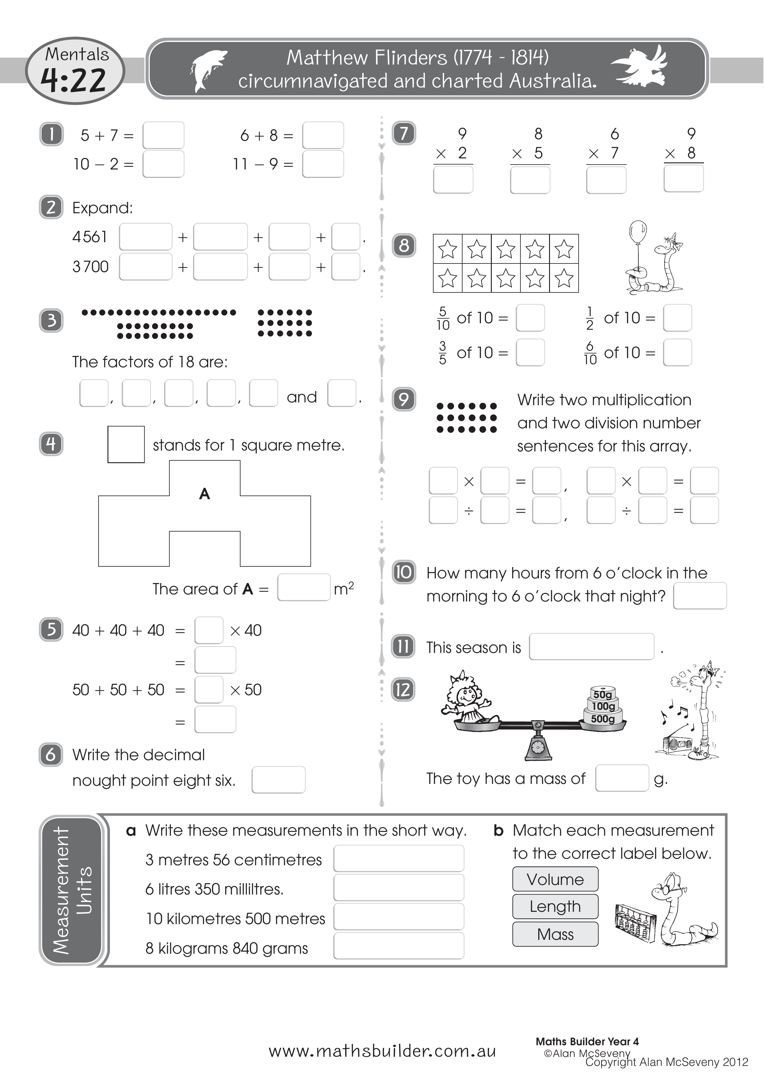 Mentals 4:22 — worksheet preview