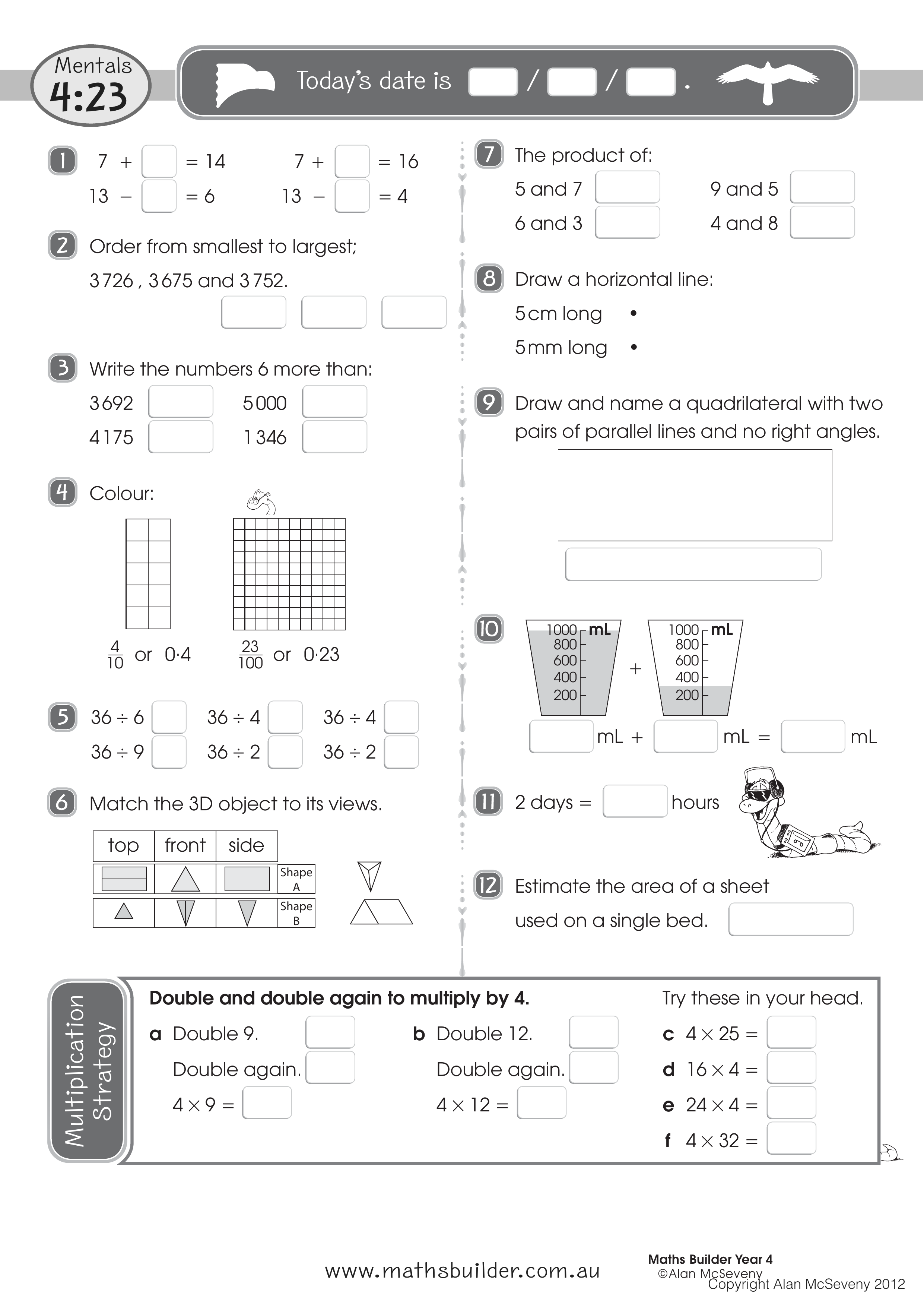 Mentals 4:23 — worksheet preview