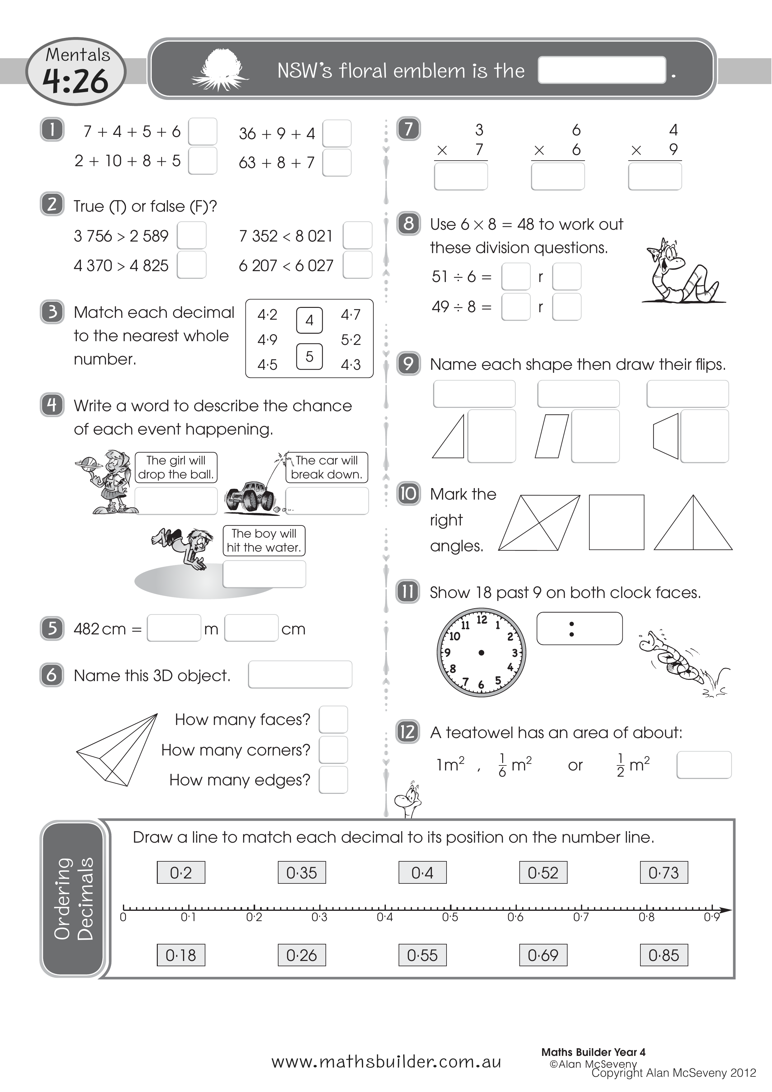 Mentals 4:26 — worksheet preview