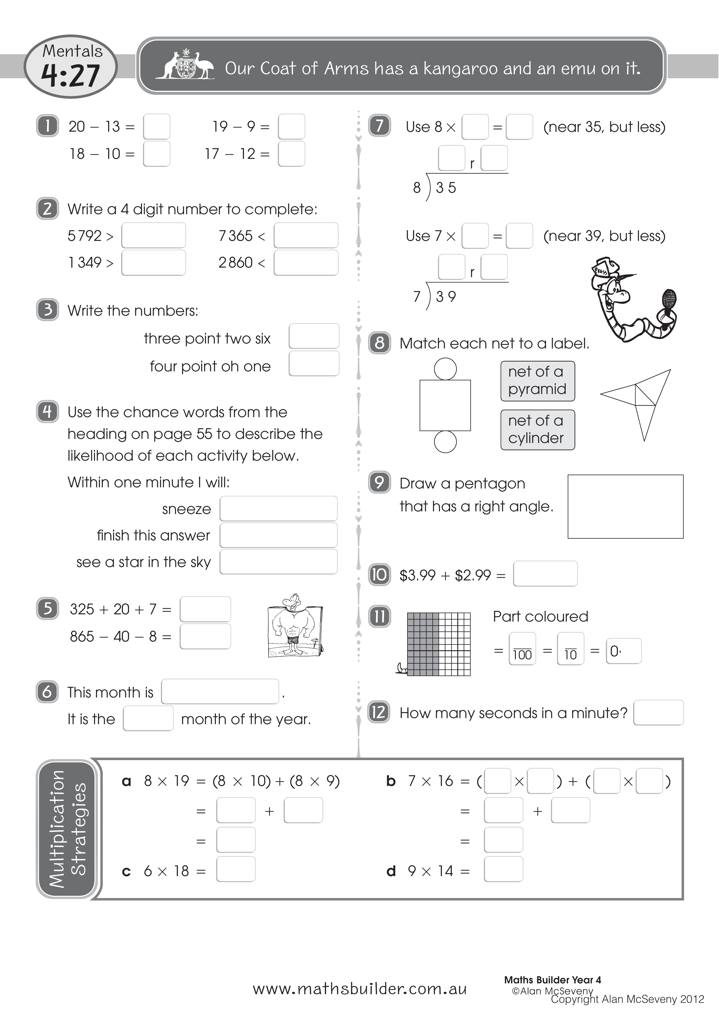Mentals 4:27 — worksheet preview