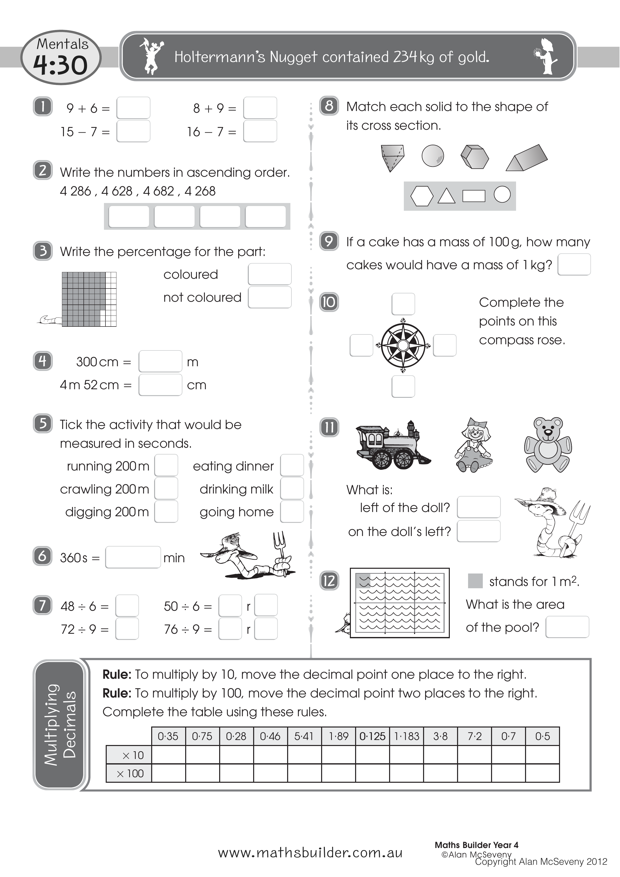 Mentals 4:30 — worksheet preview
