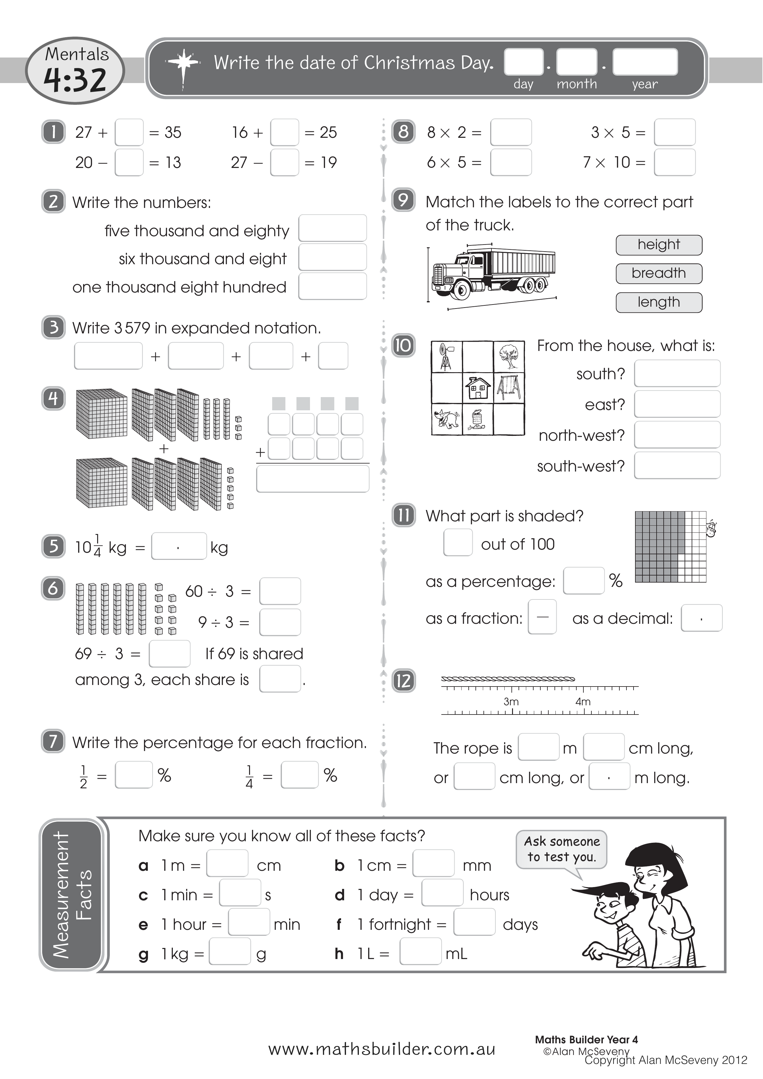 Mentals 4:32 — worksheet preview