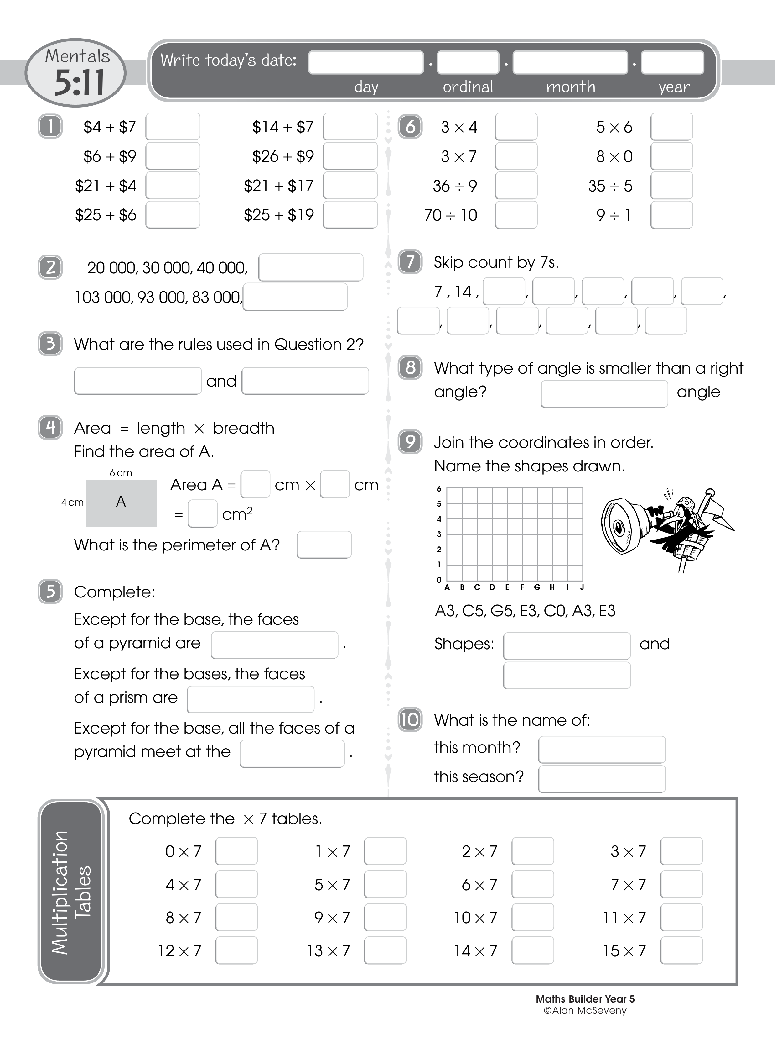 Mentals 5:11 — worksheet preview