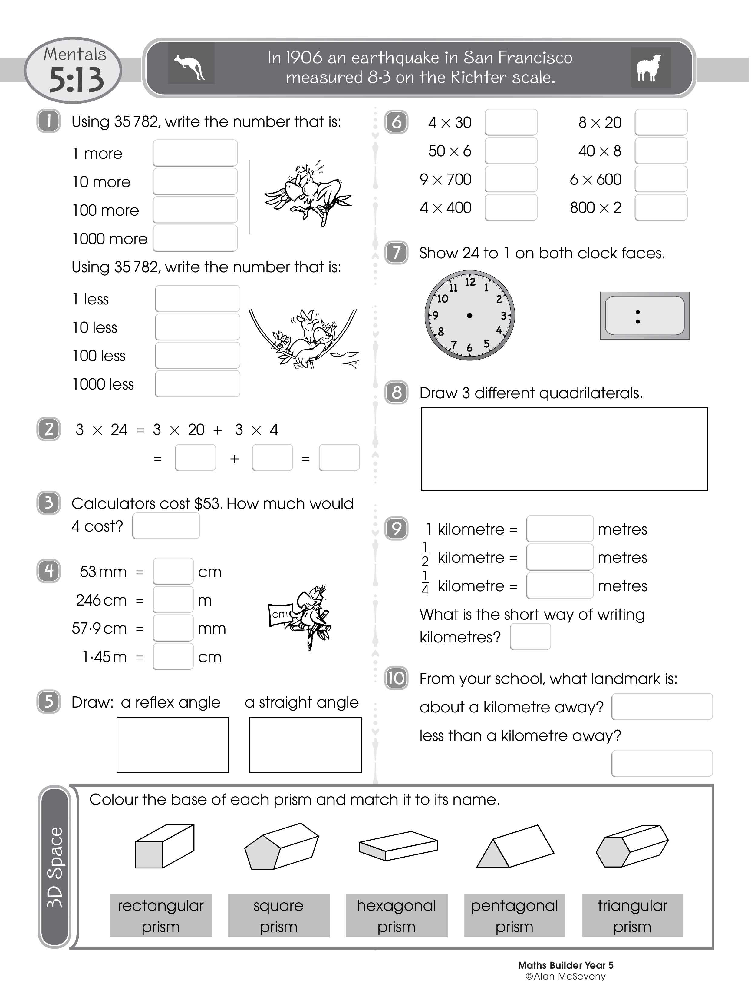 Mentals 5:13 — worksheet preview