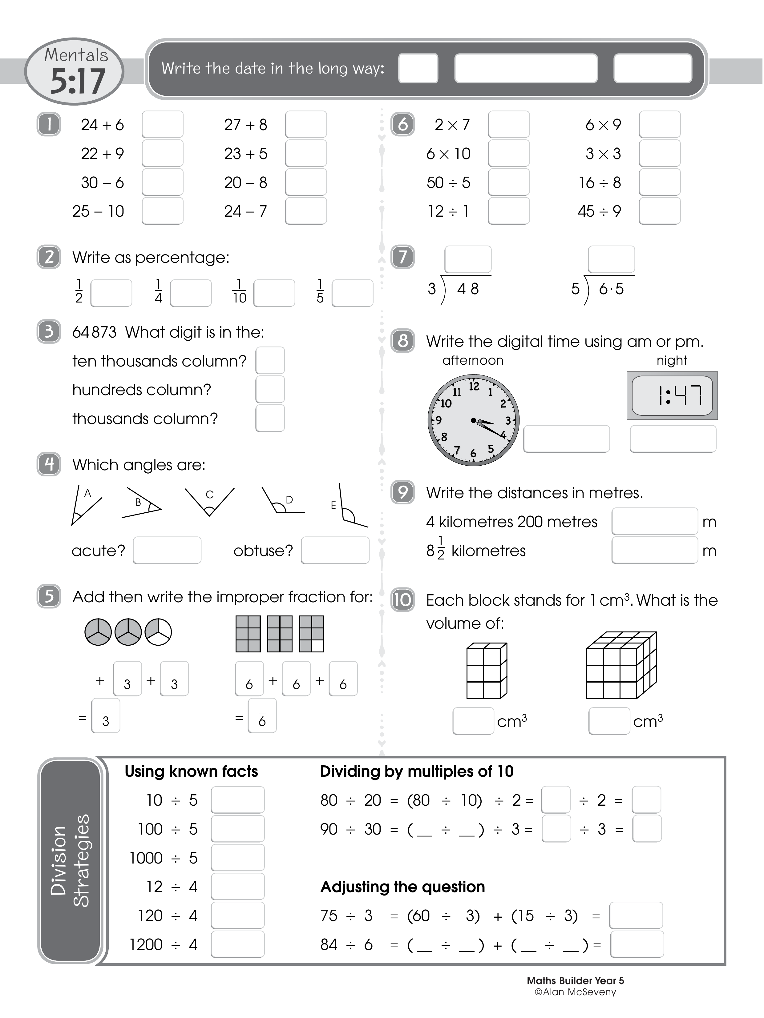 Mentals 5:17 — worksheet preview