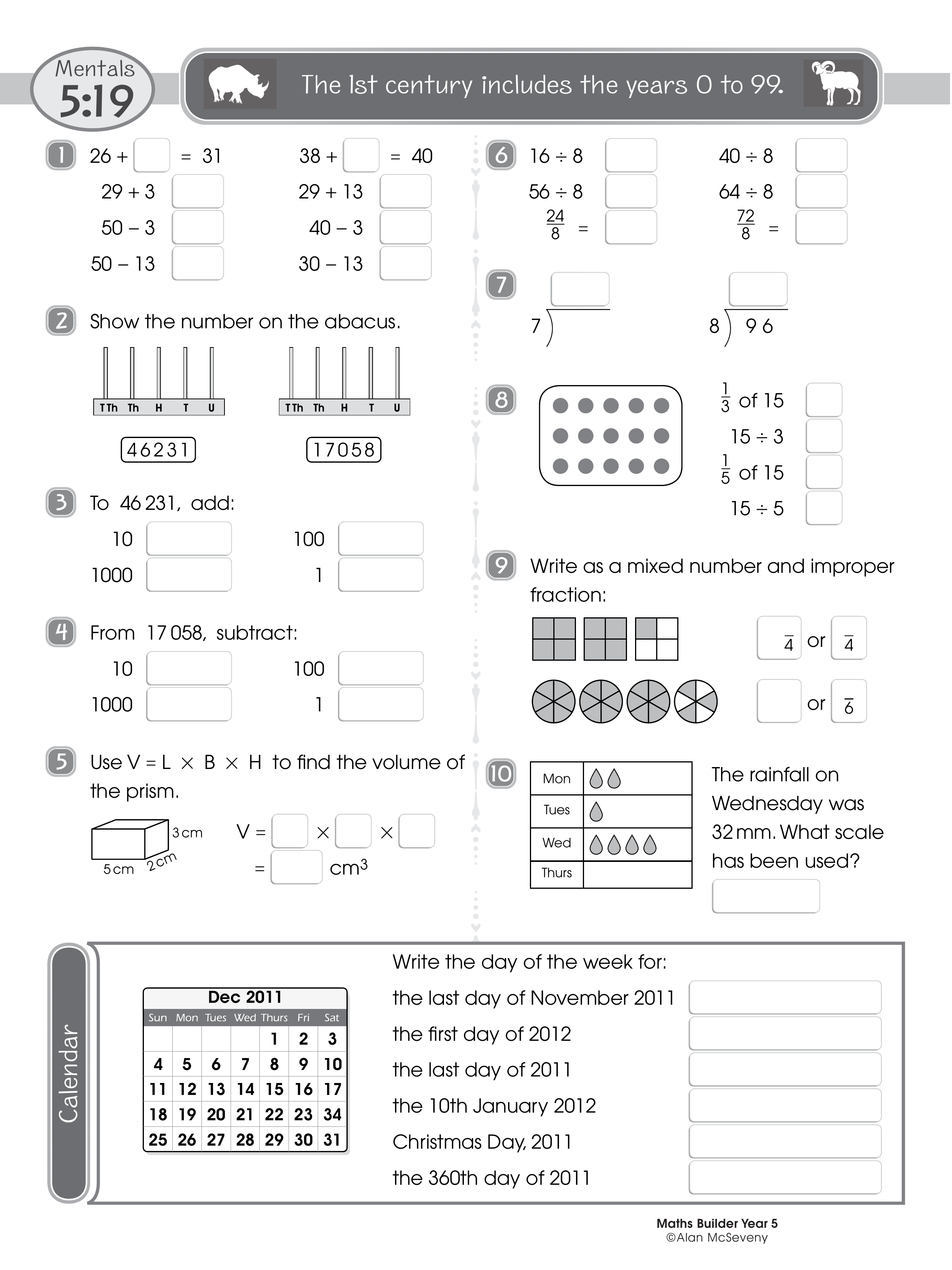 Mentals 5:19 — worksheet preview