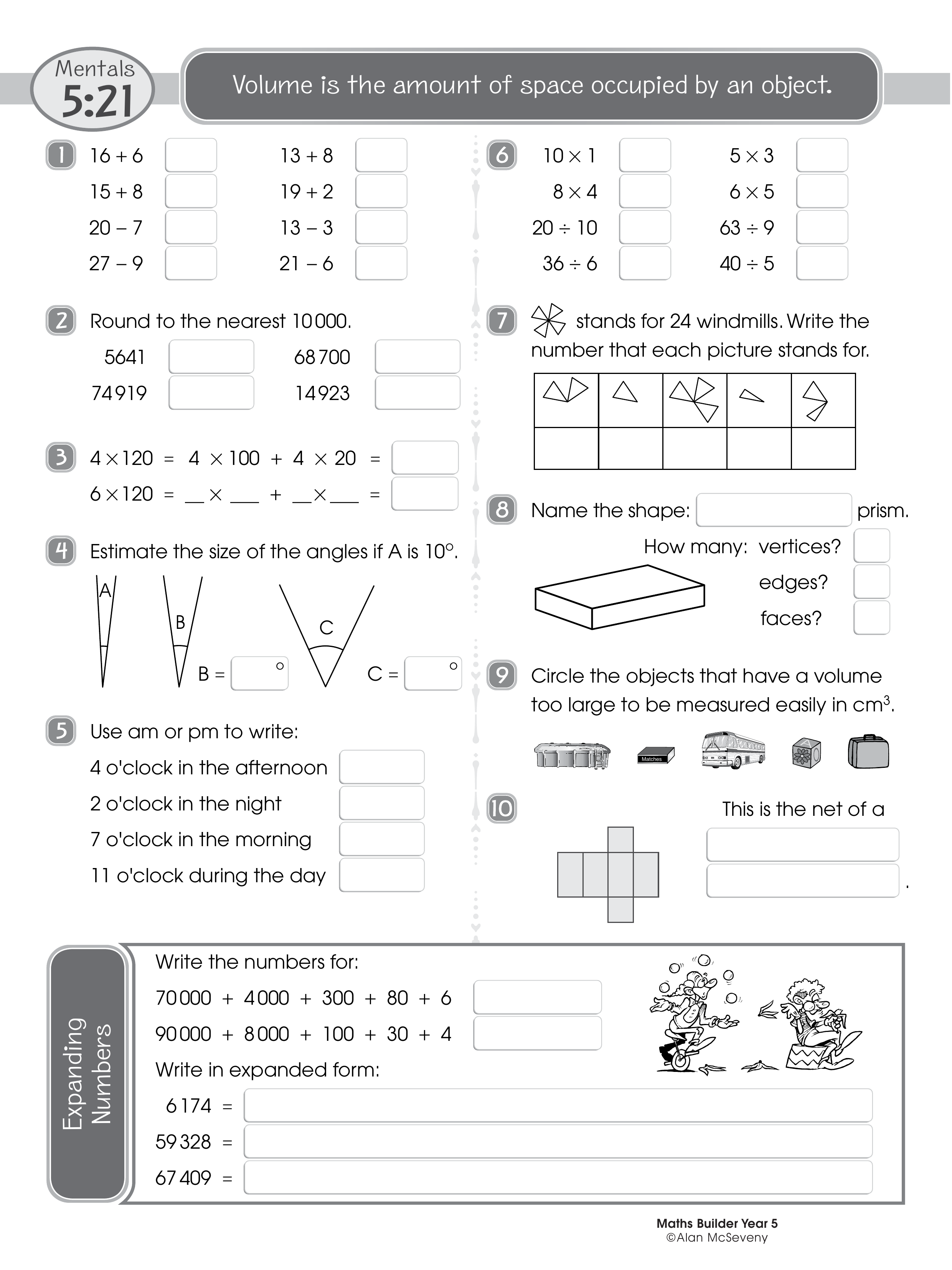 Mentals 5:21 — worksheet preview