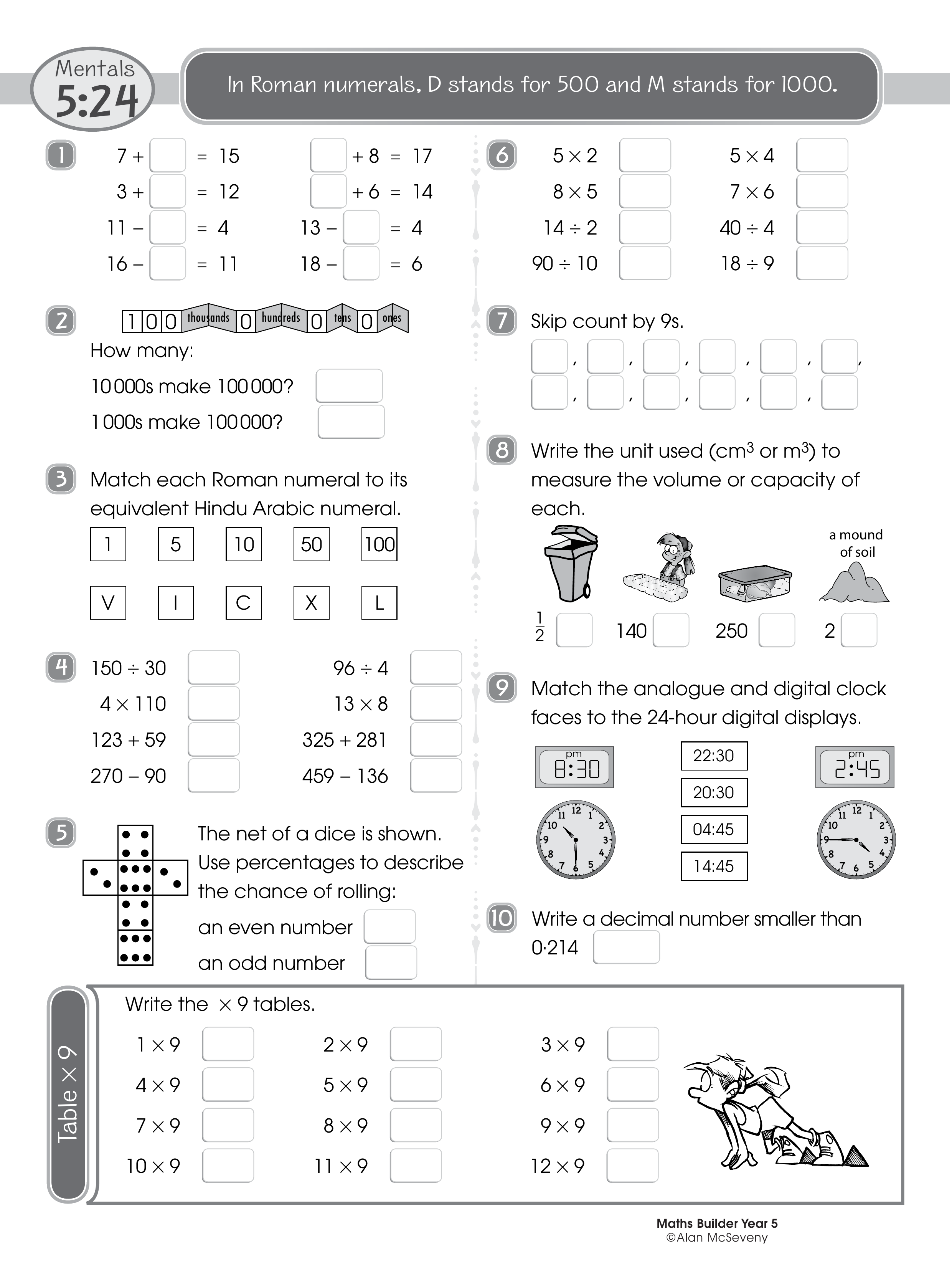 Mentals 5:24 — worksheet preview