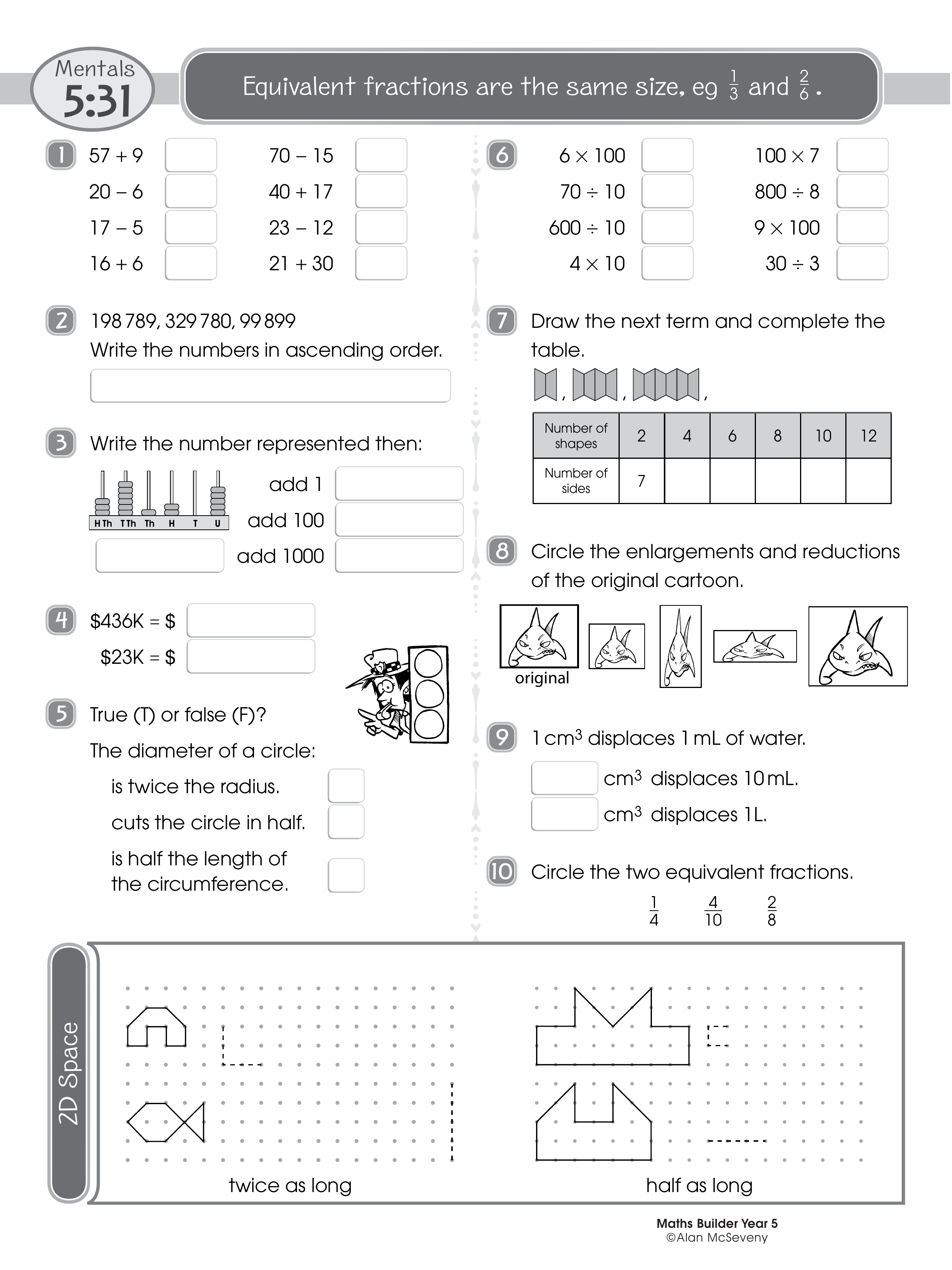 Mentals 5:31 — worksheet preview