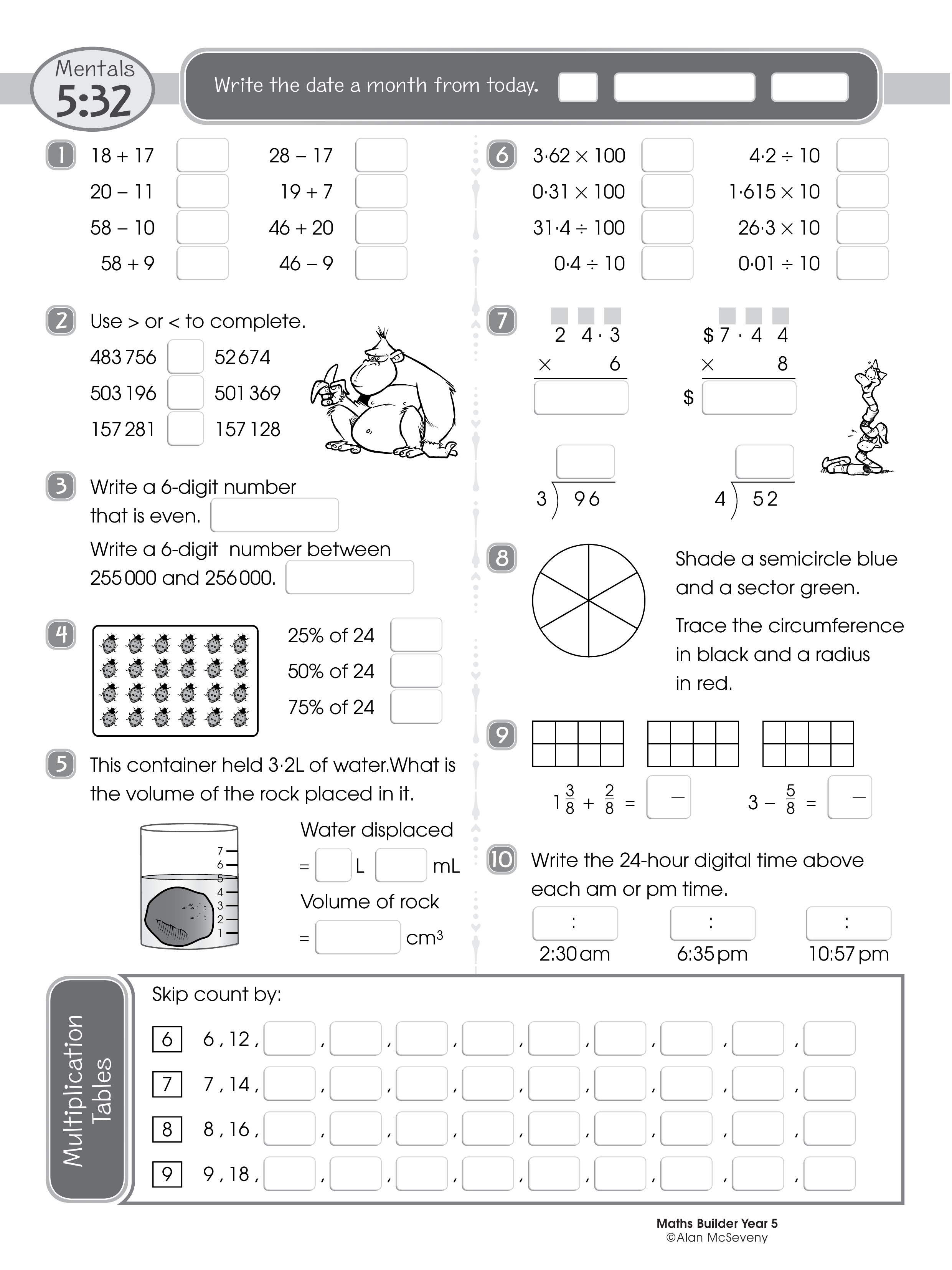 Mentals 5:32 — worksheet preview