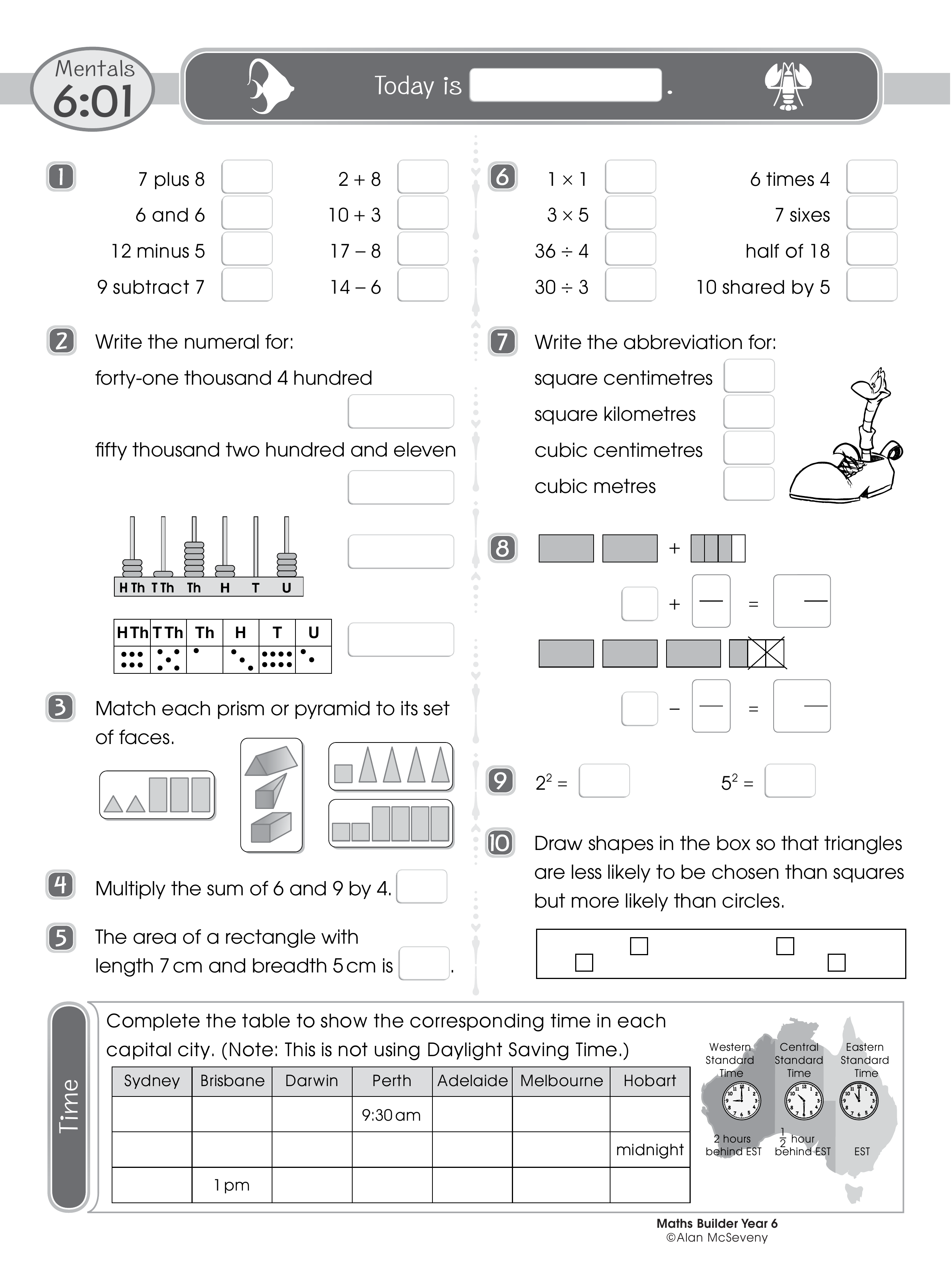 Mentals 6:01 — worksheet preview